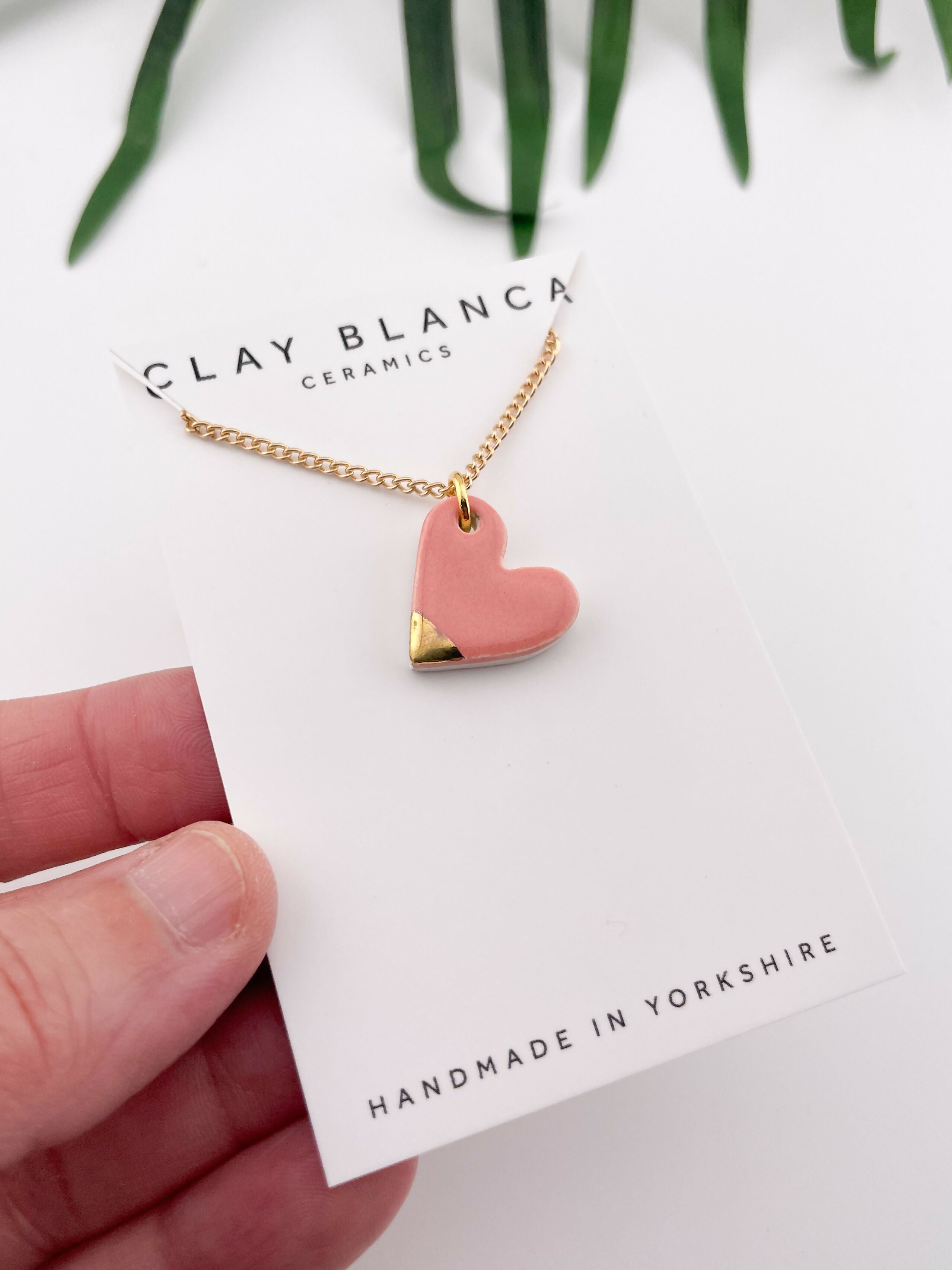 Small Peach Heart Necklace