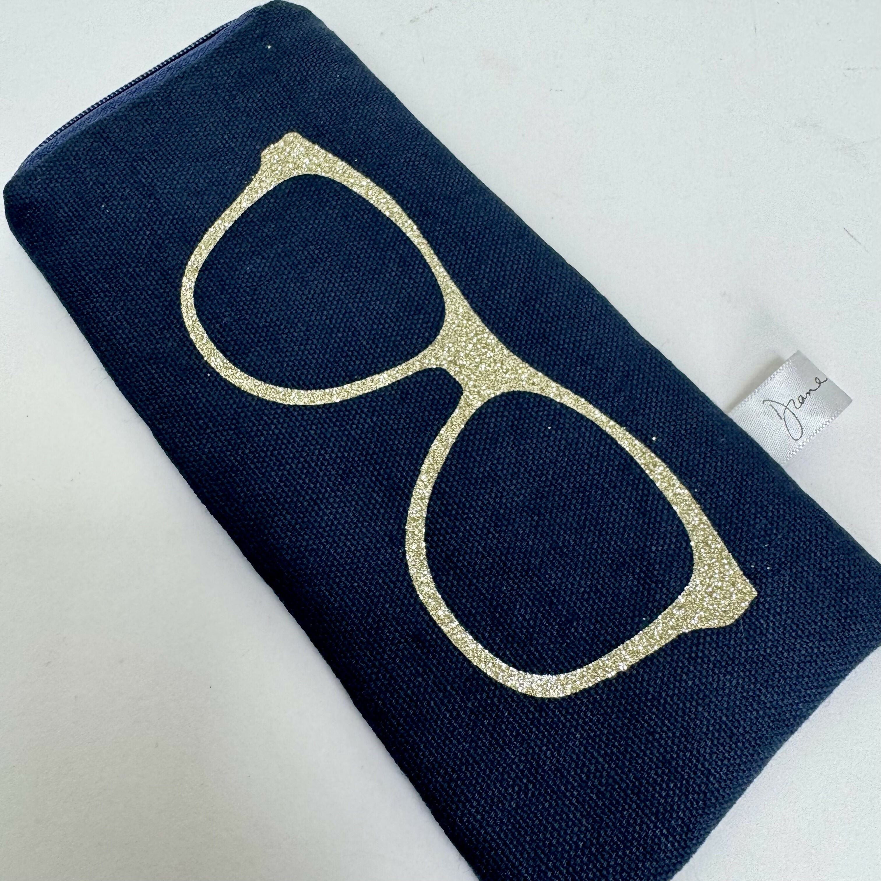 Glasses Case - Navy with Gold or Silver Sparkle