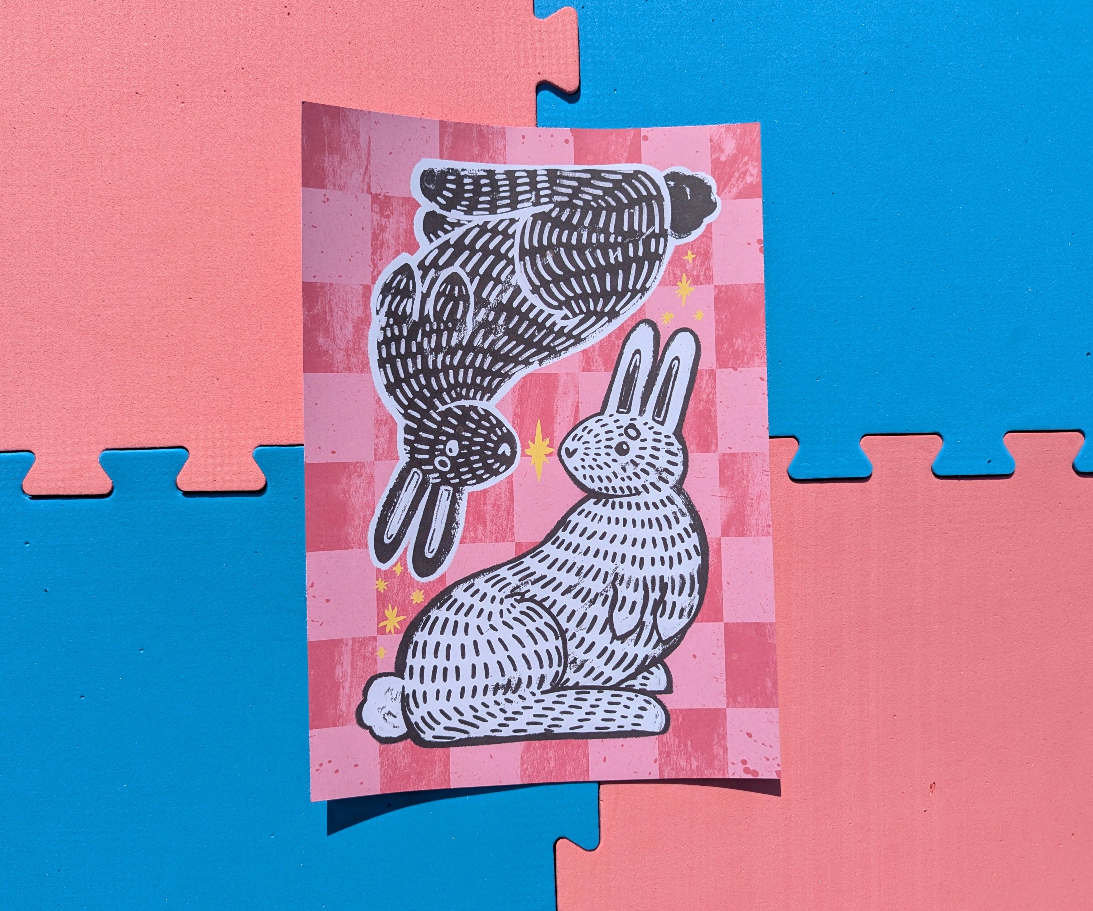 Ying Yang Rabbit A4 Print