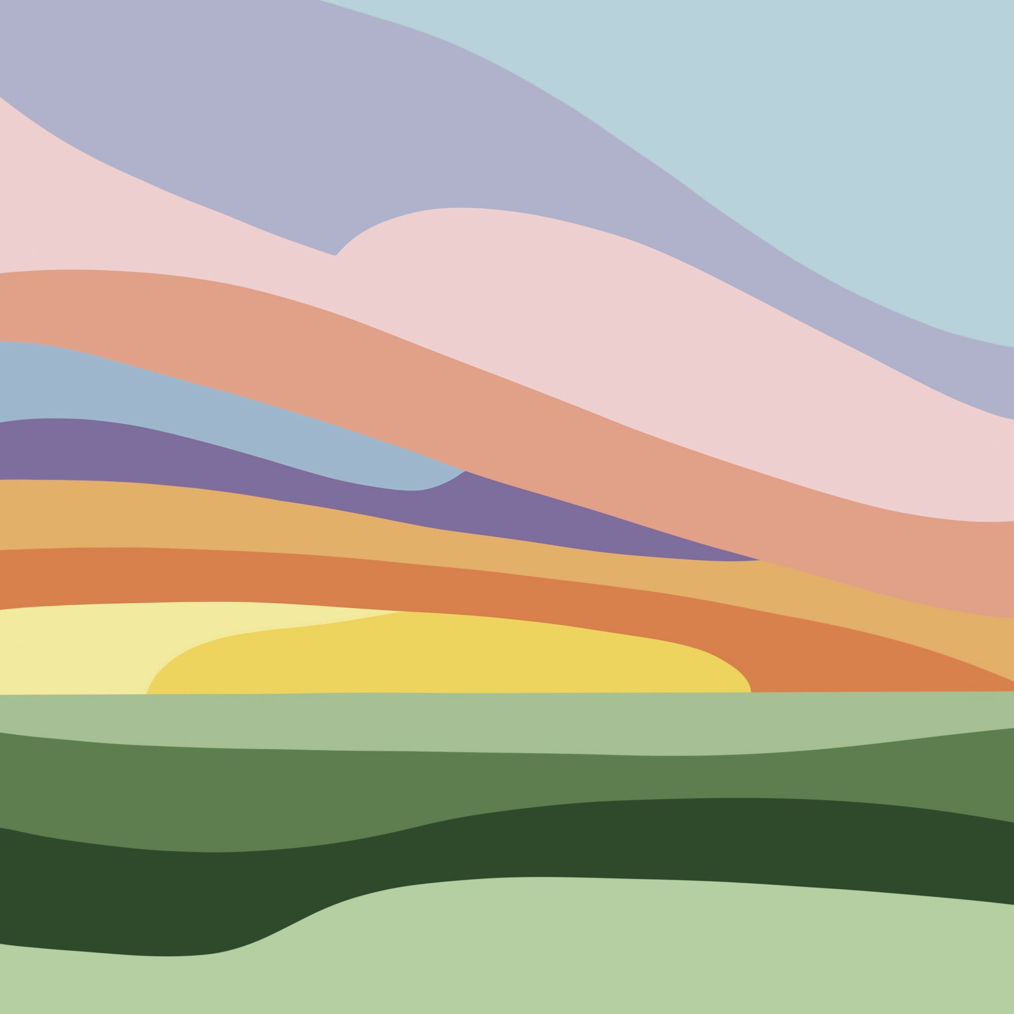 Sunset Over the Winter Fields - Mounted Print