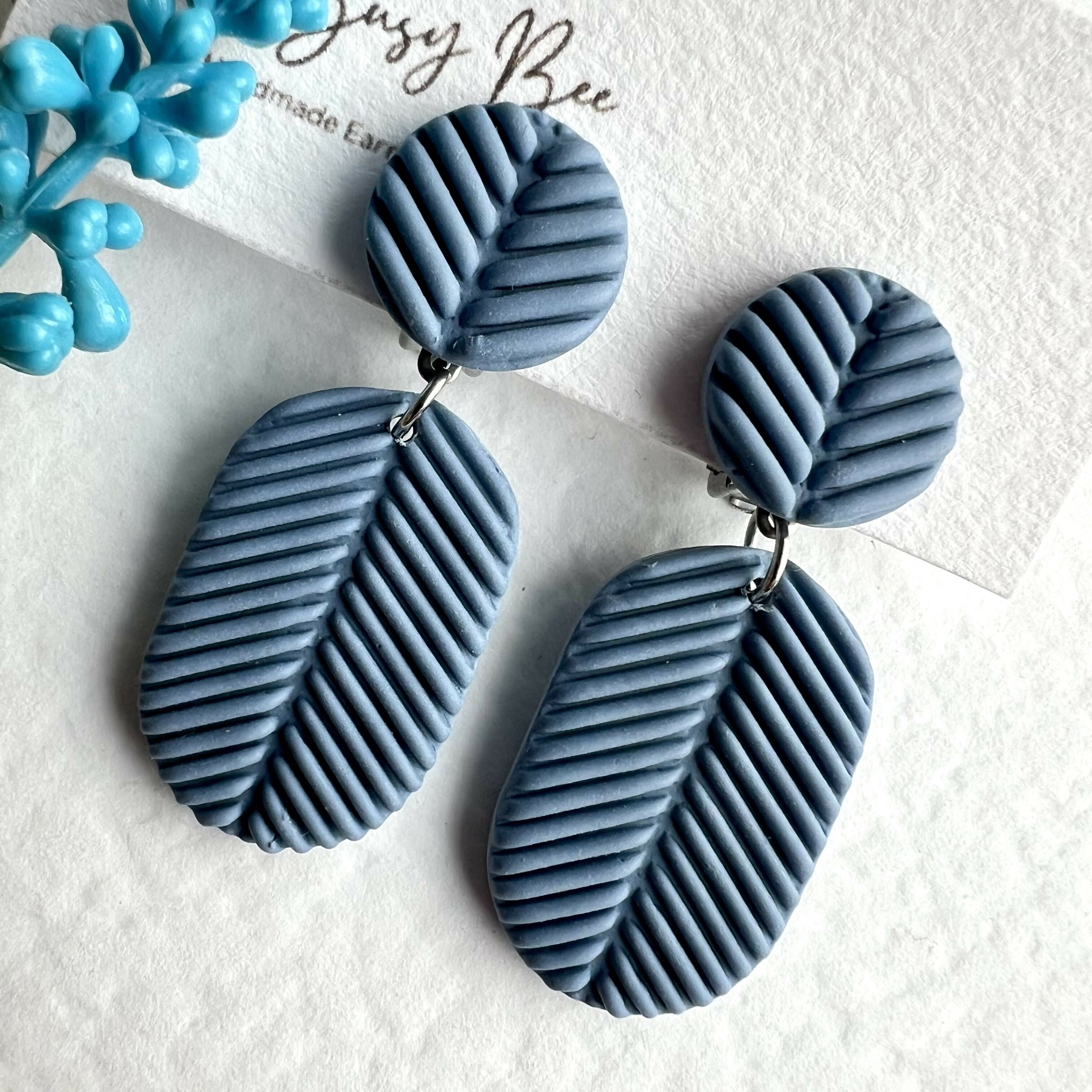 Dainty Clip On Dangle Earrings / Boho Polymer Clay Earrings for Non Pierced Ears