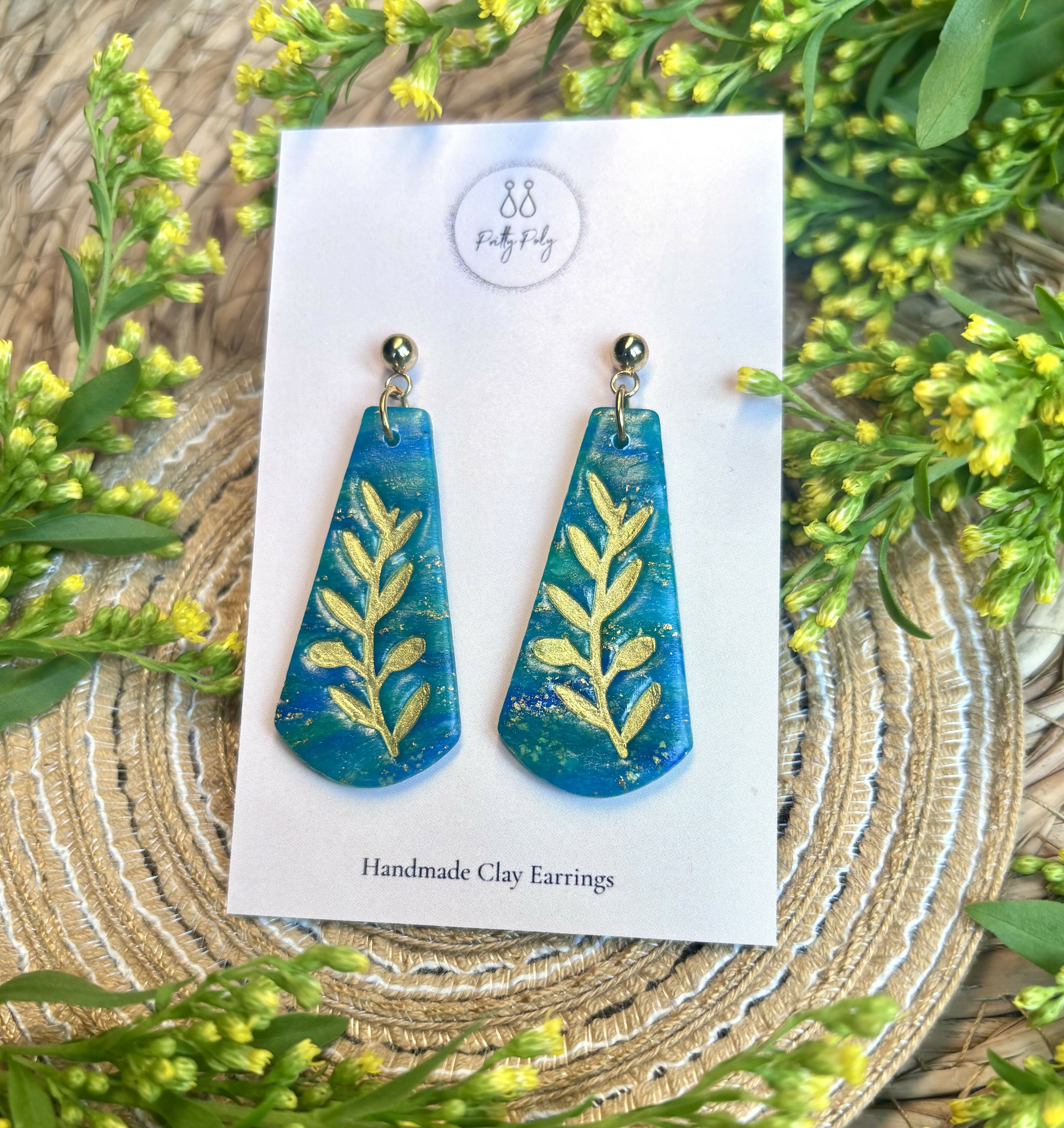 Ocean Dream Collection - Leaf Imprint Polymer Clay Earrings