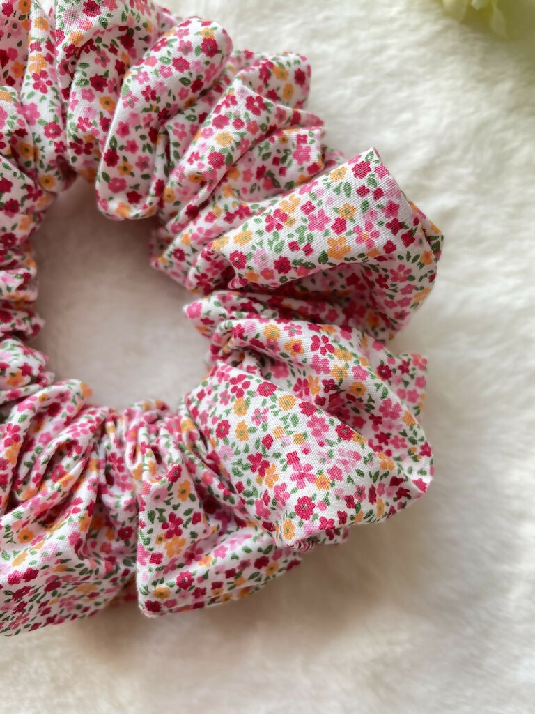 Red Ditsy floral Scrunchies