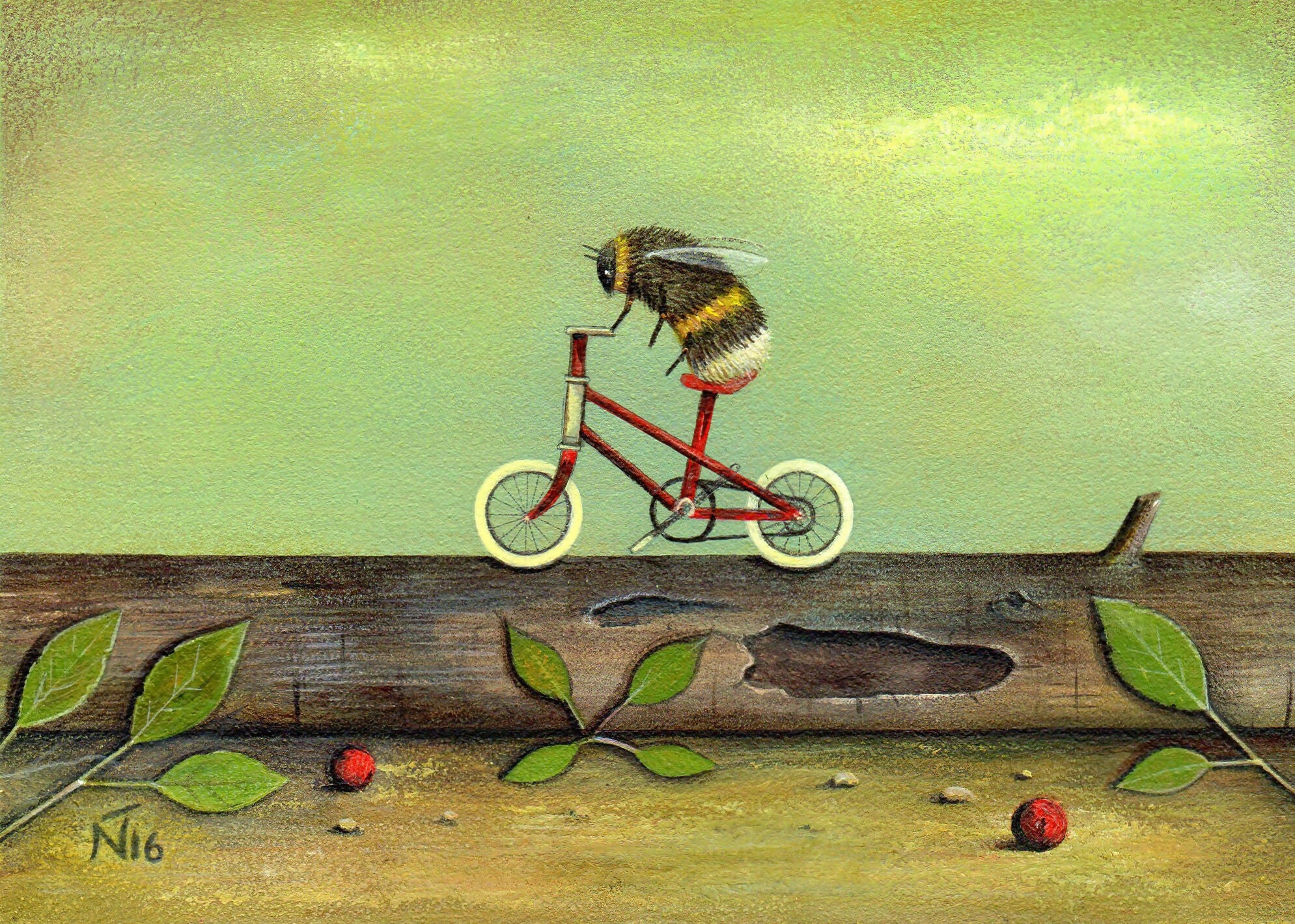 Ride a Red Bike 12"x10" Print