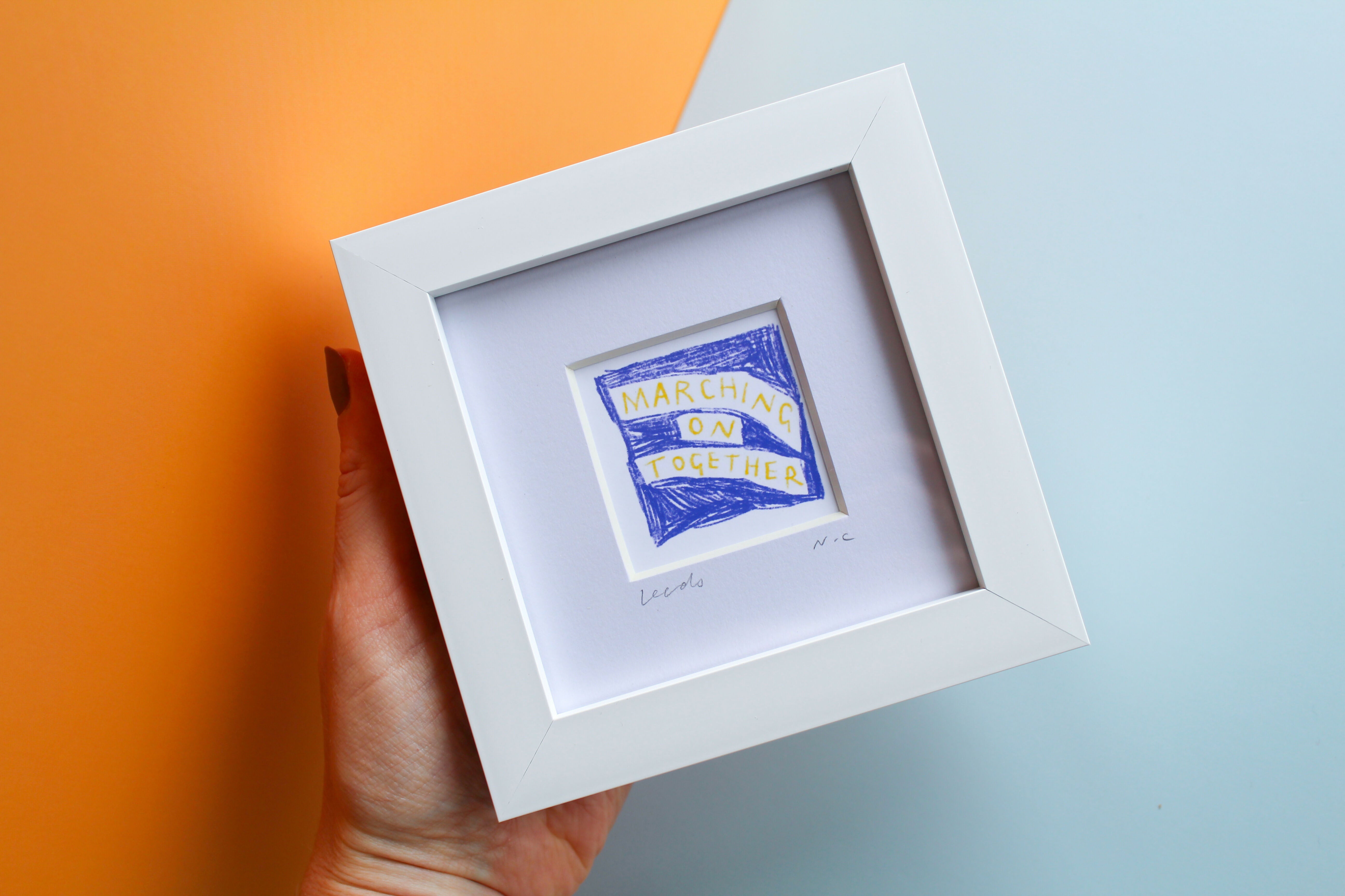Marching On Together Leeds Mini Print