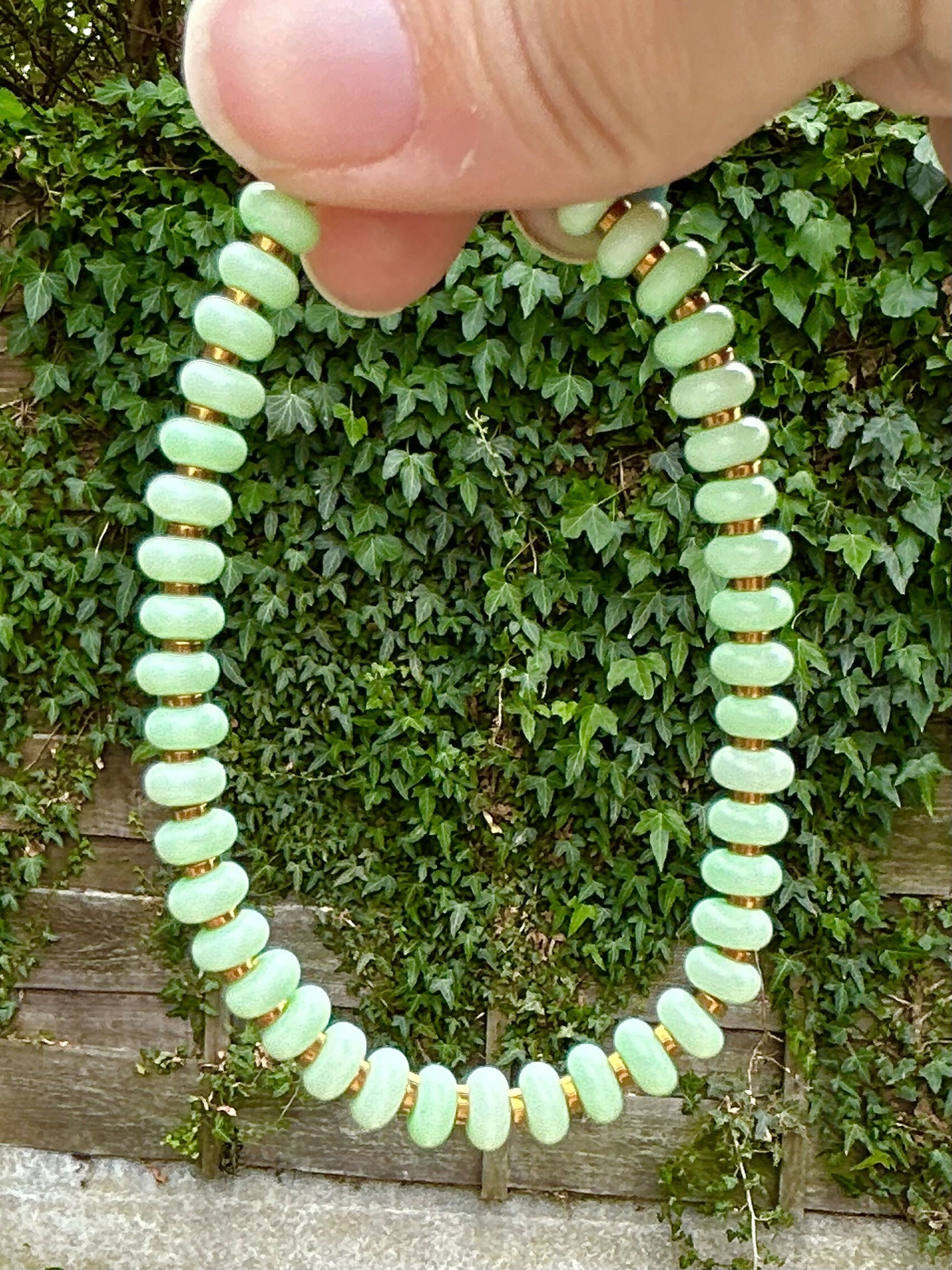 Glass rondel and hematite pastel bracelet with clasp