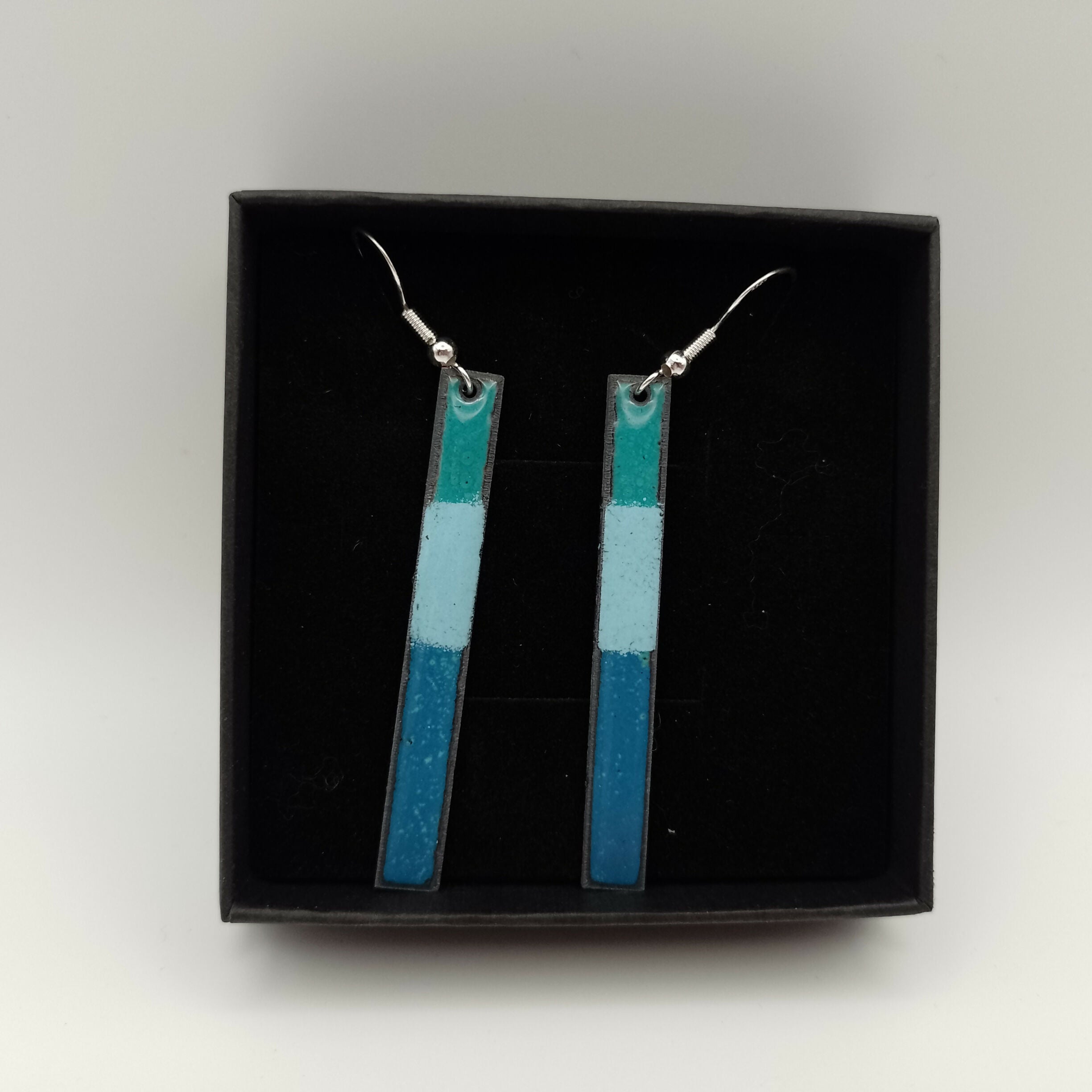 Long Rectangle Drop Enamel Earrings