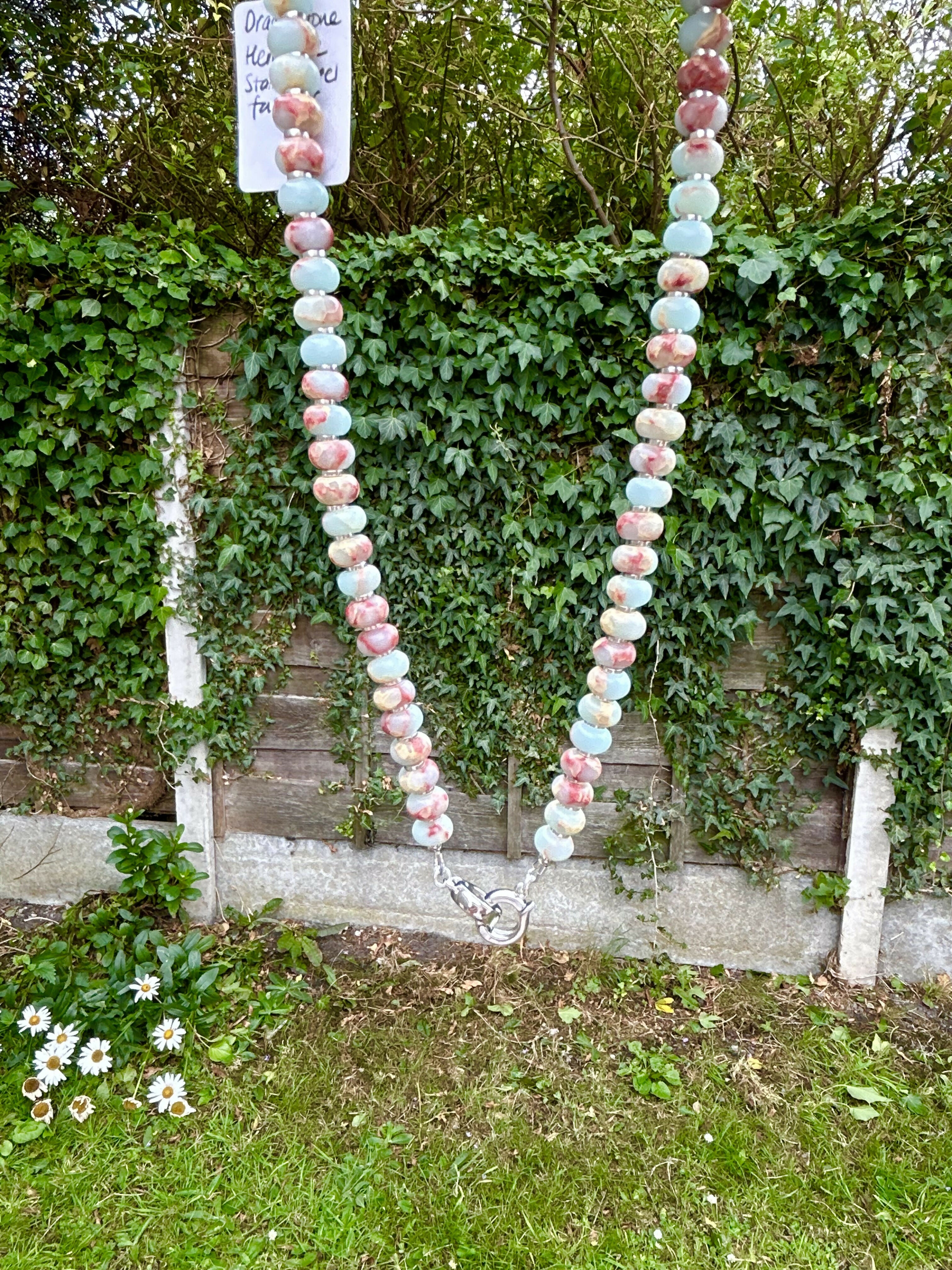 Double clasp rondel bead necklace/charm