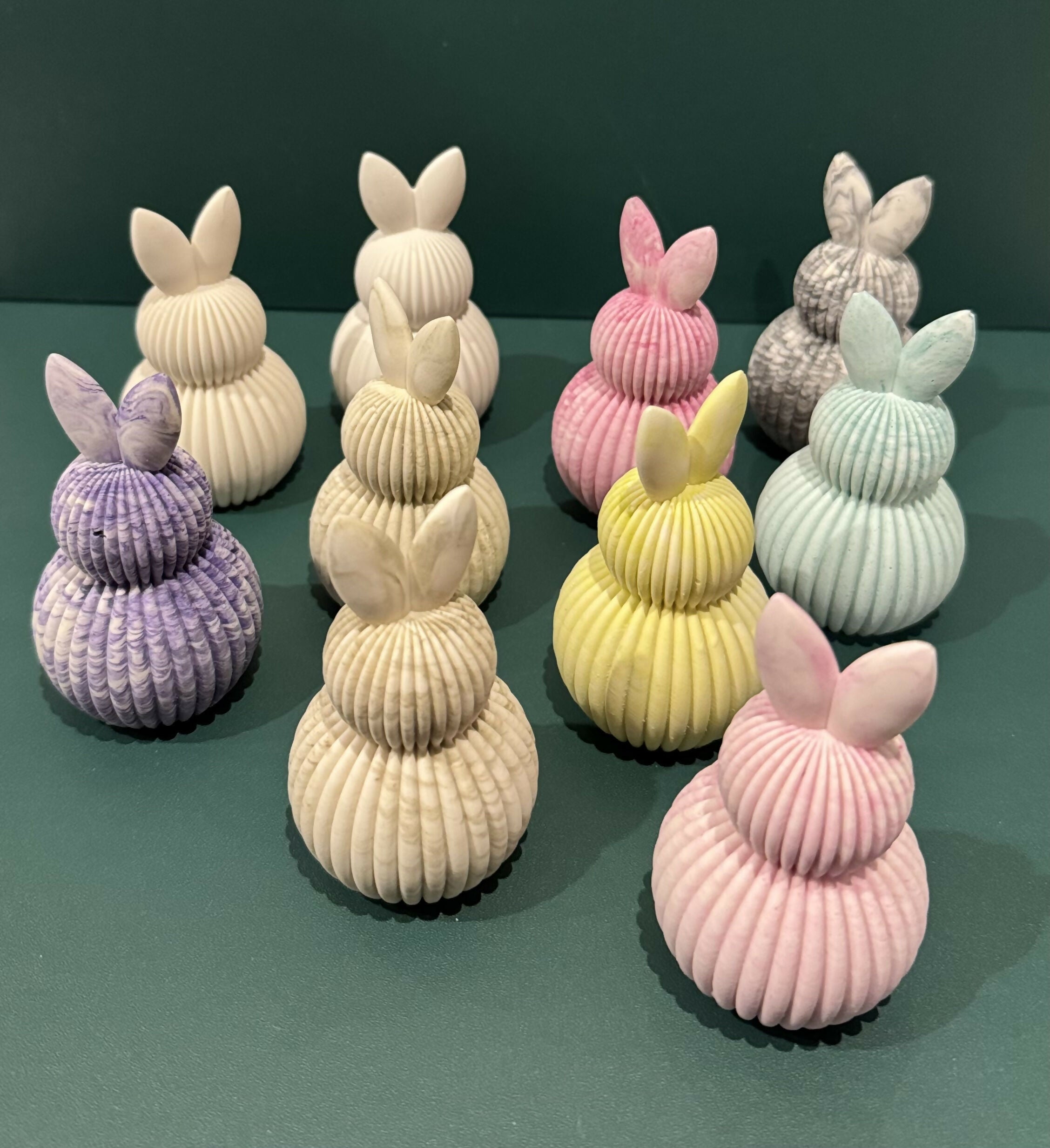 Handmade Ribbed Bunny Ornament - Jesmonite Spring Decor