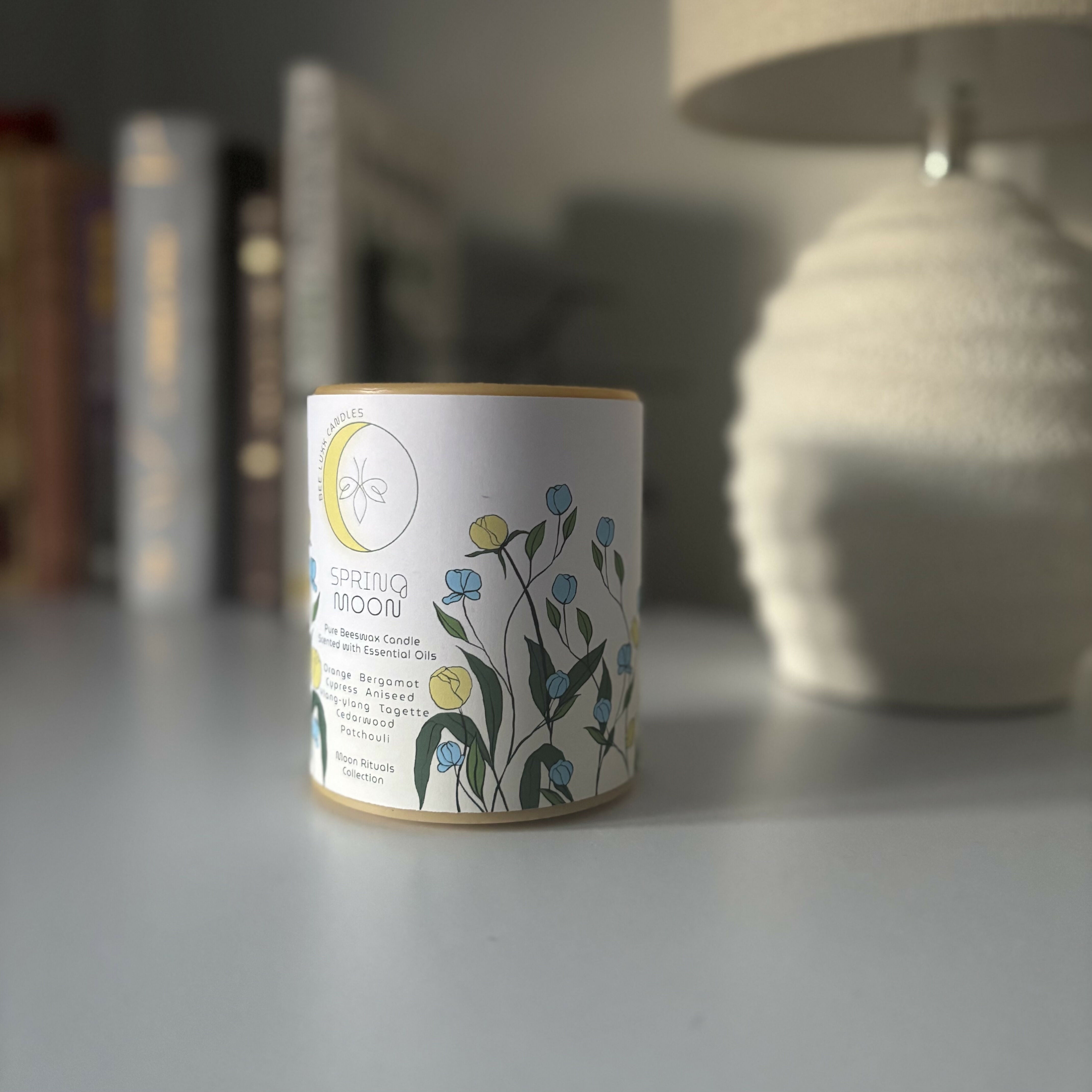 Spring Moon - 100% Natural Essential Oil & Beeswax Pillar Candle