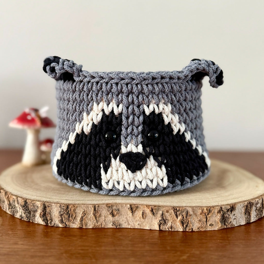 Crochet Raccoon Basket