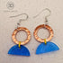 Blue Acrylic & Hand-Hammered Copper Semi-Circle Earrings