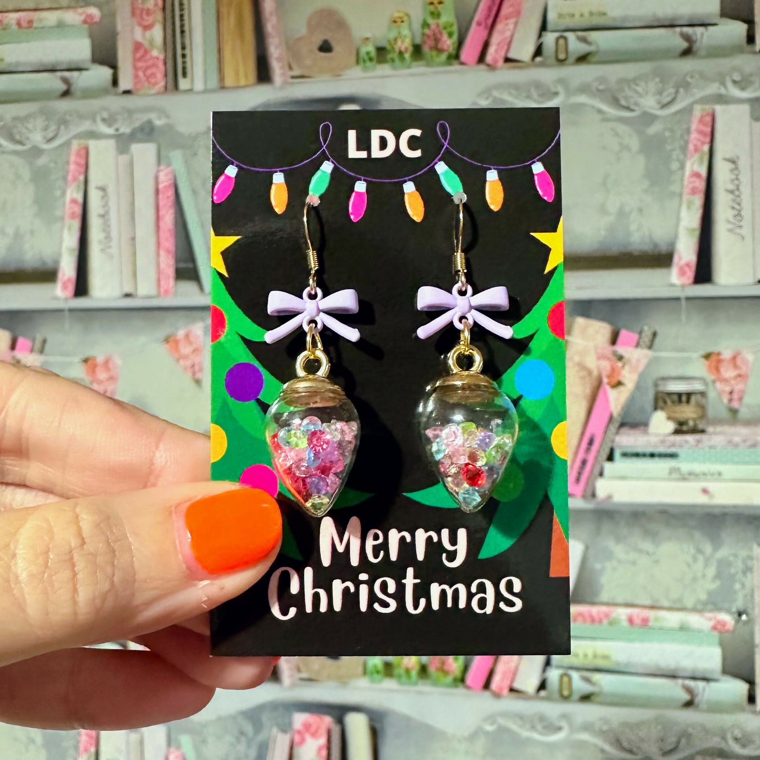 Christmas Ornament Bow Earrings