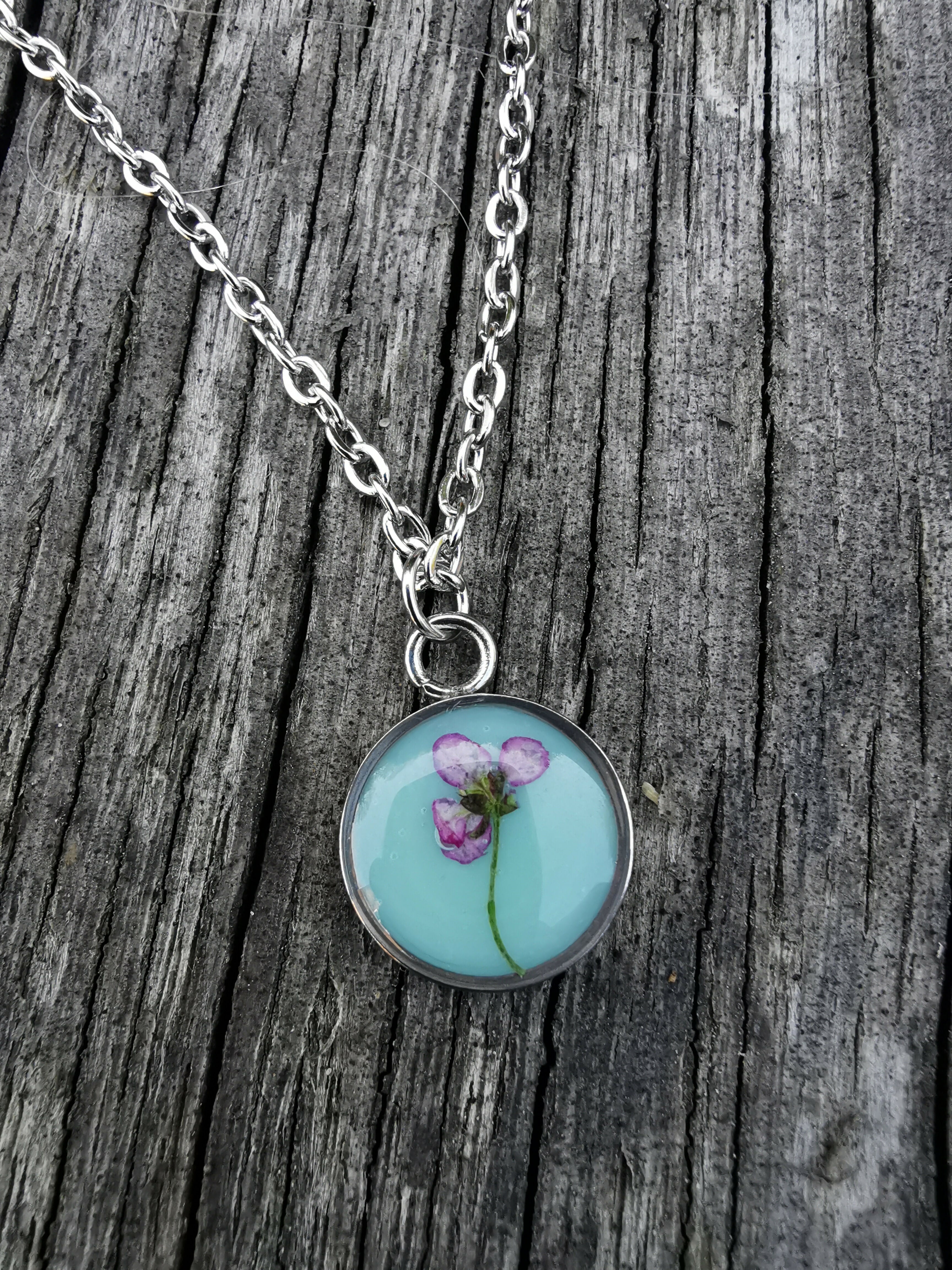 Pressed Flower Pendant Necklace