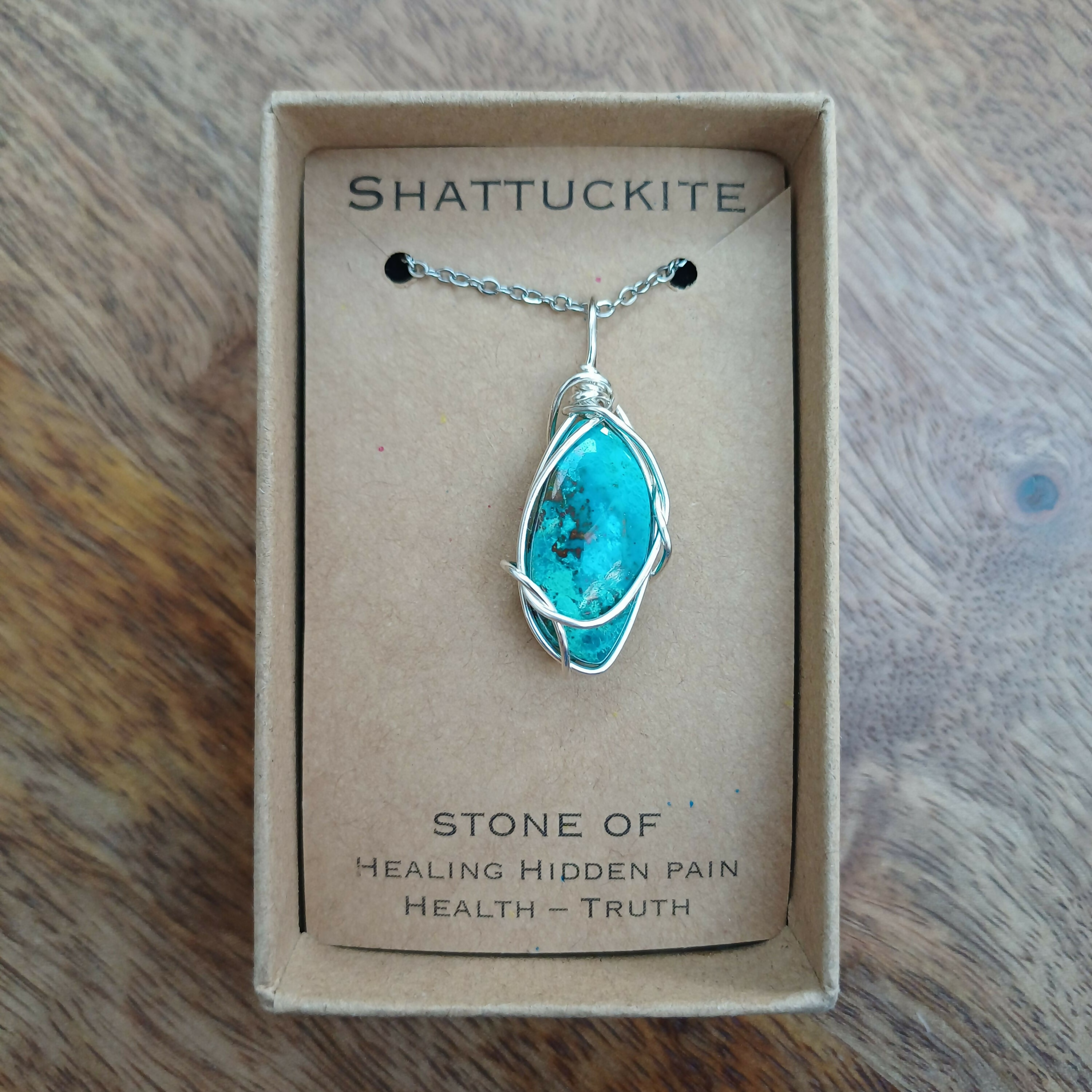 Shattuckite Wire Wrapped Pendant