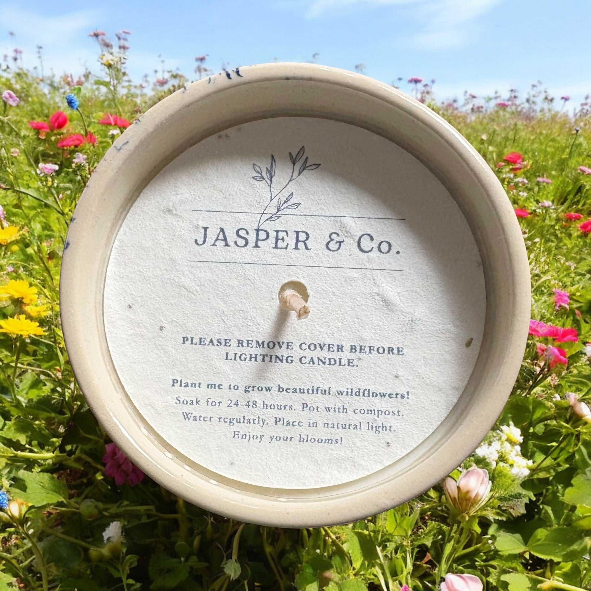 Blue Peony Stoneware Essential Oil Candle