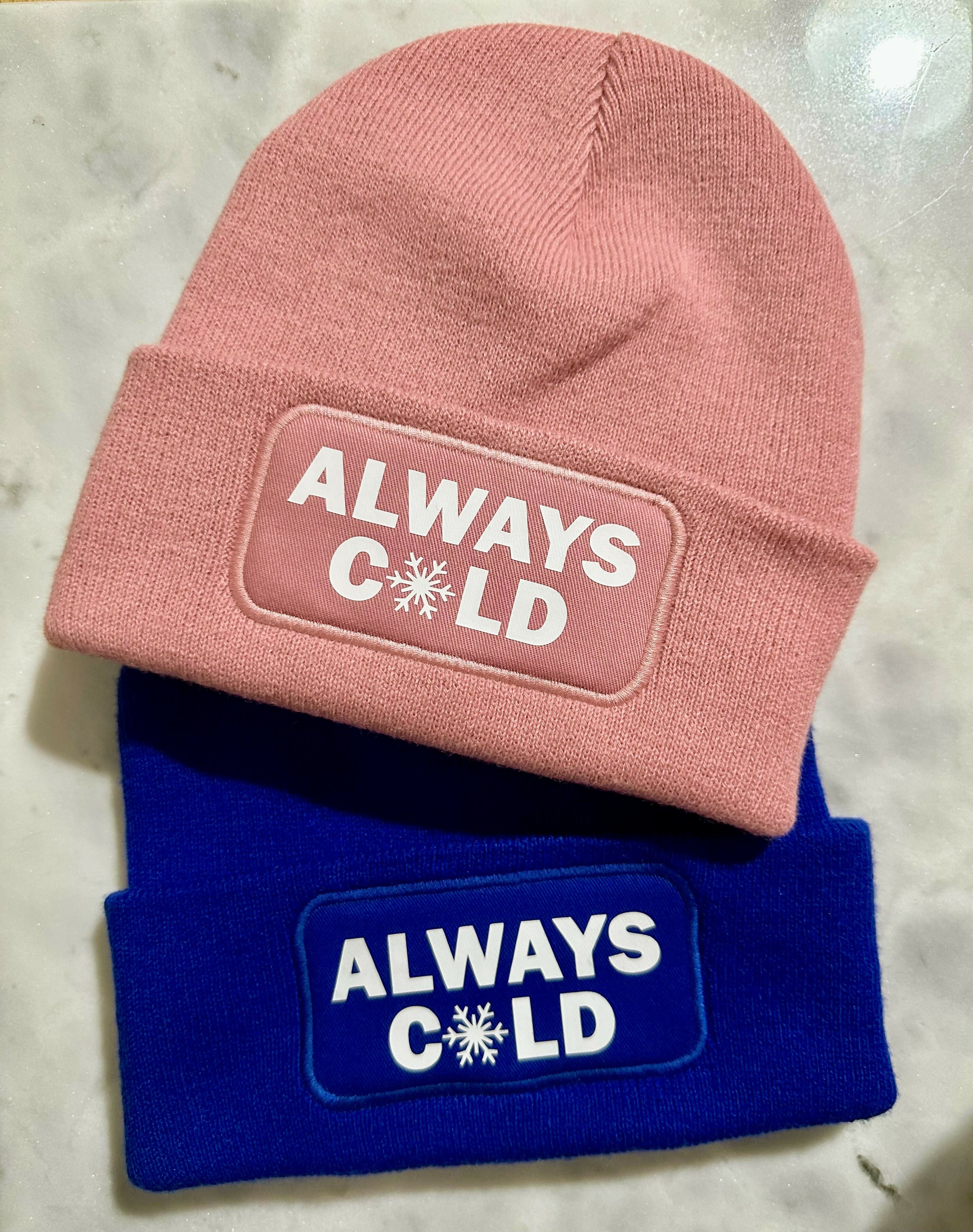 Always Cold Cuffed Rectangular Patch Beanie Hat