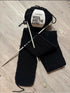 PURE MERINO WOOL, ALL BLACK, LONG LENGTH, SKINNY SCARF