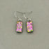 Pink Raindrop Dichroic Fused Glass Dangle Sterling Silver Earrings - Handmade by Jade Tapson Glass.