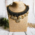 Black Macrame & Gold Brass Wire Spiral Choker; Egyptian Queen Tribal Statement Thai Jewellery