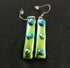Fused Dichroic Glass Earrings in Yellow and Green With Sterling Silver Hooks