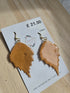 Stainless Steel Real Leaf Dangle Earrings