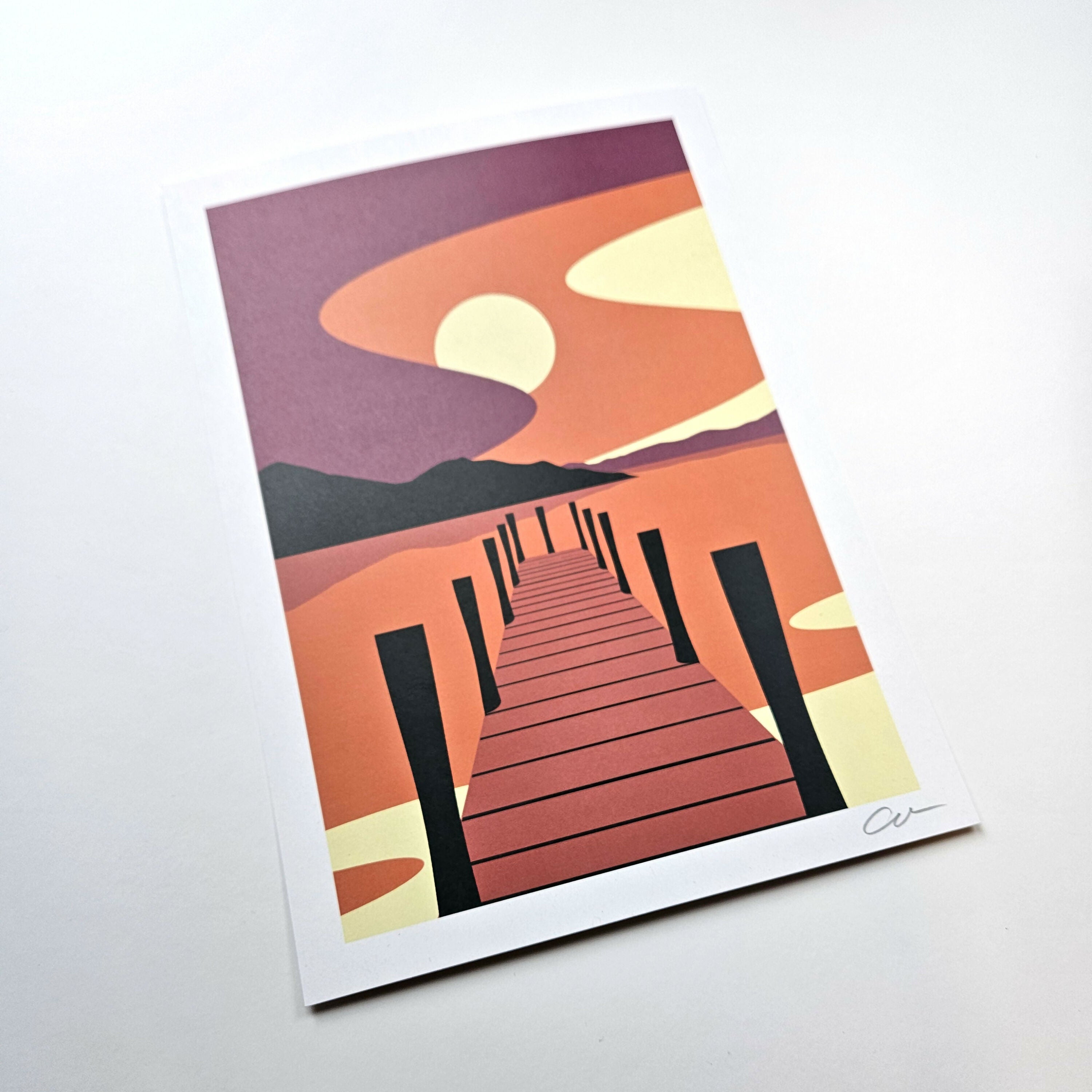 Sunset At The Lake, A4 Print