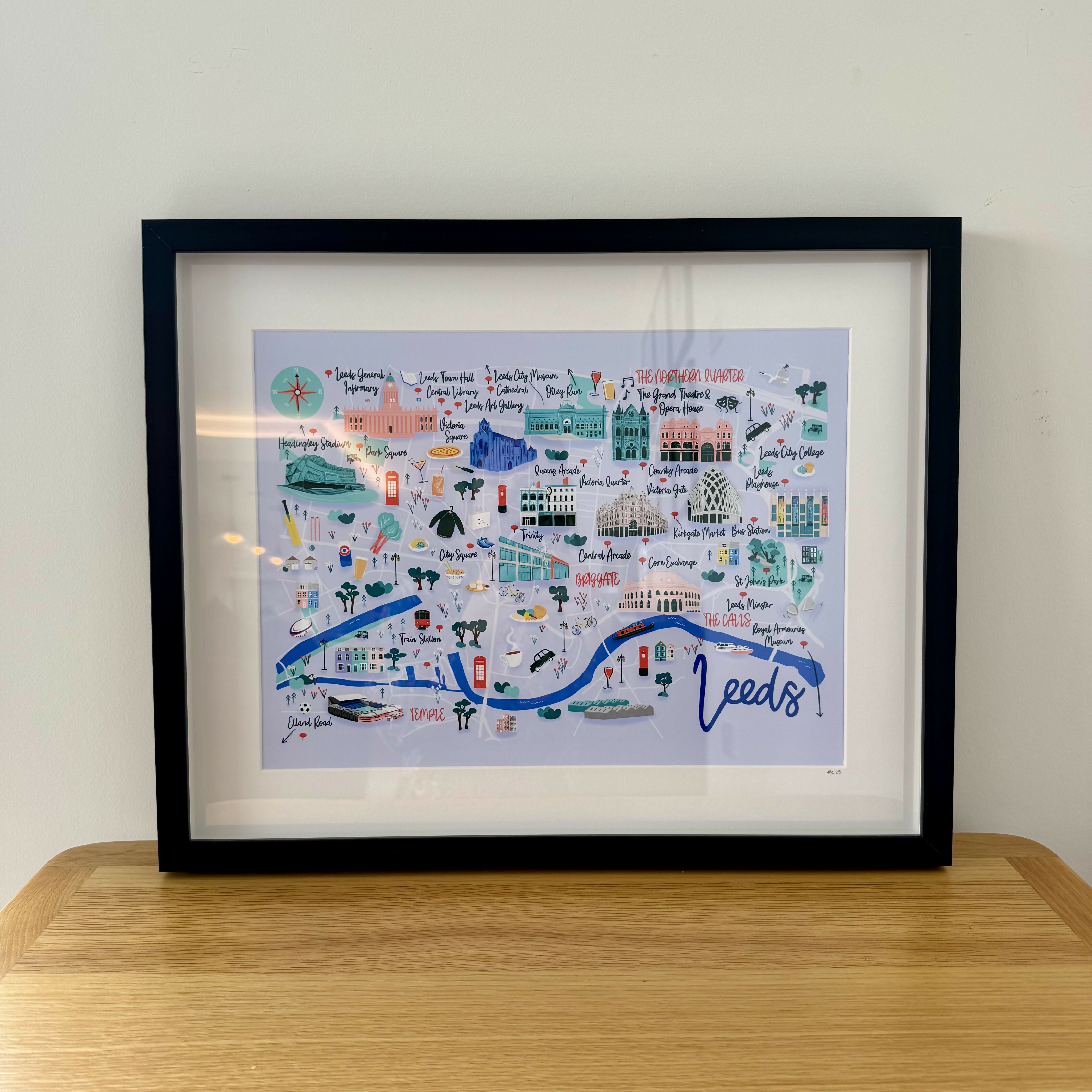 Black Framed Leeds Art Print