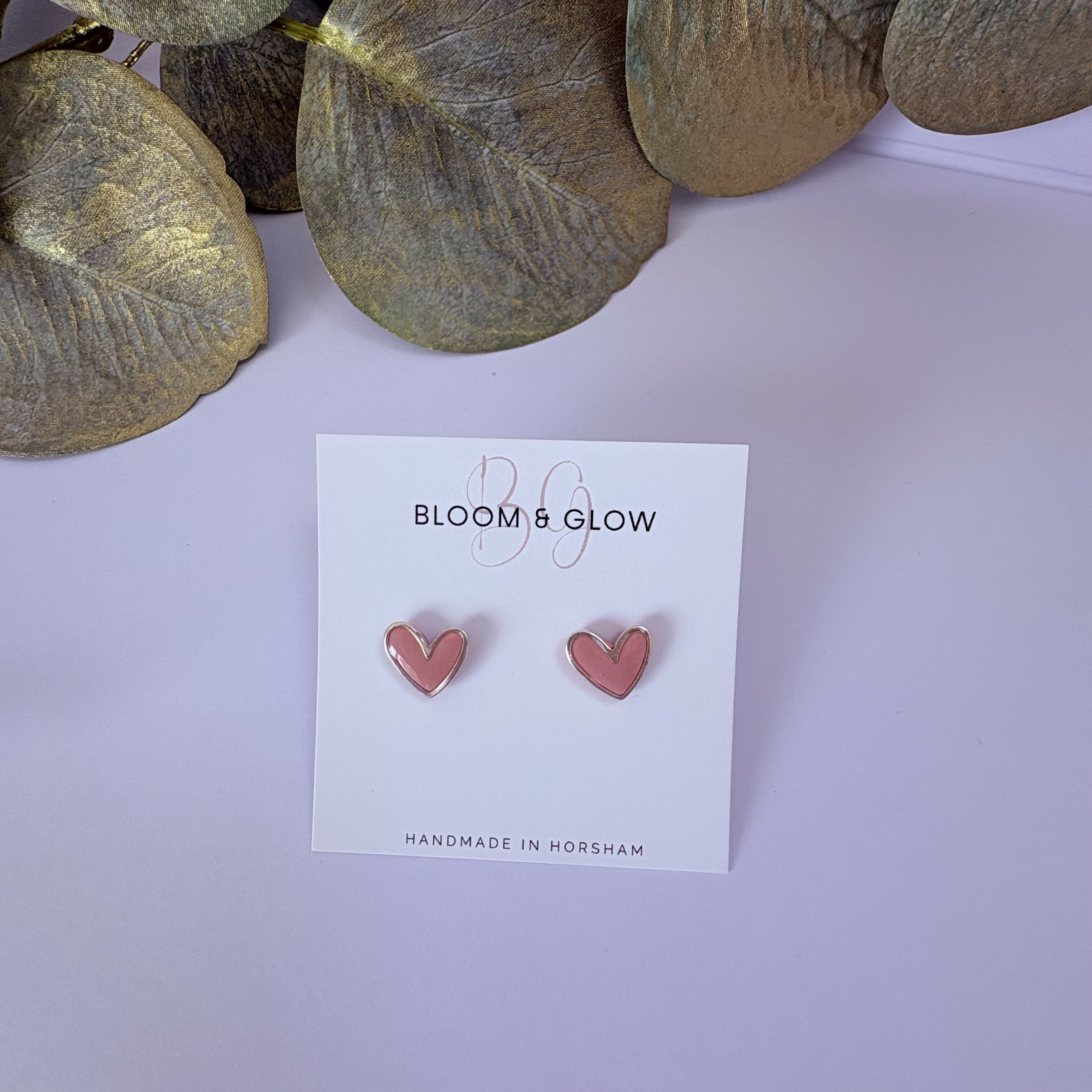 Dusky Pink Heart Earrings