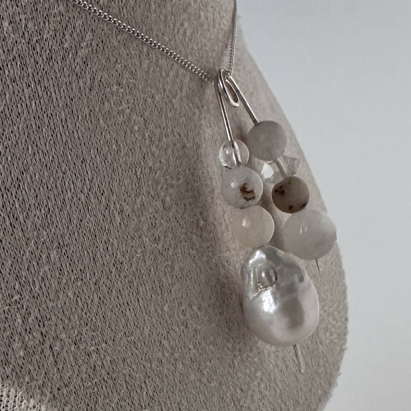 INFINITE PENDANT | STERLING SILVER & STONE PENDANT FOR AWARENESS WITH BAROQUE PEARL
