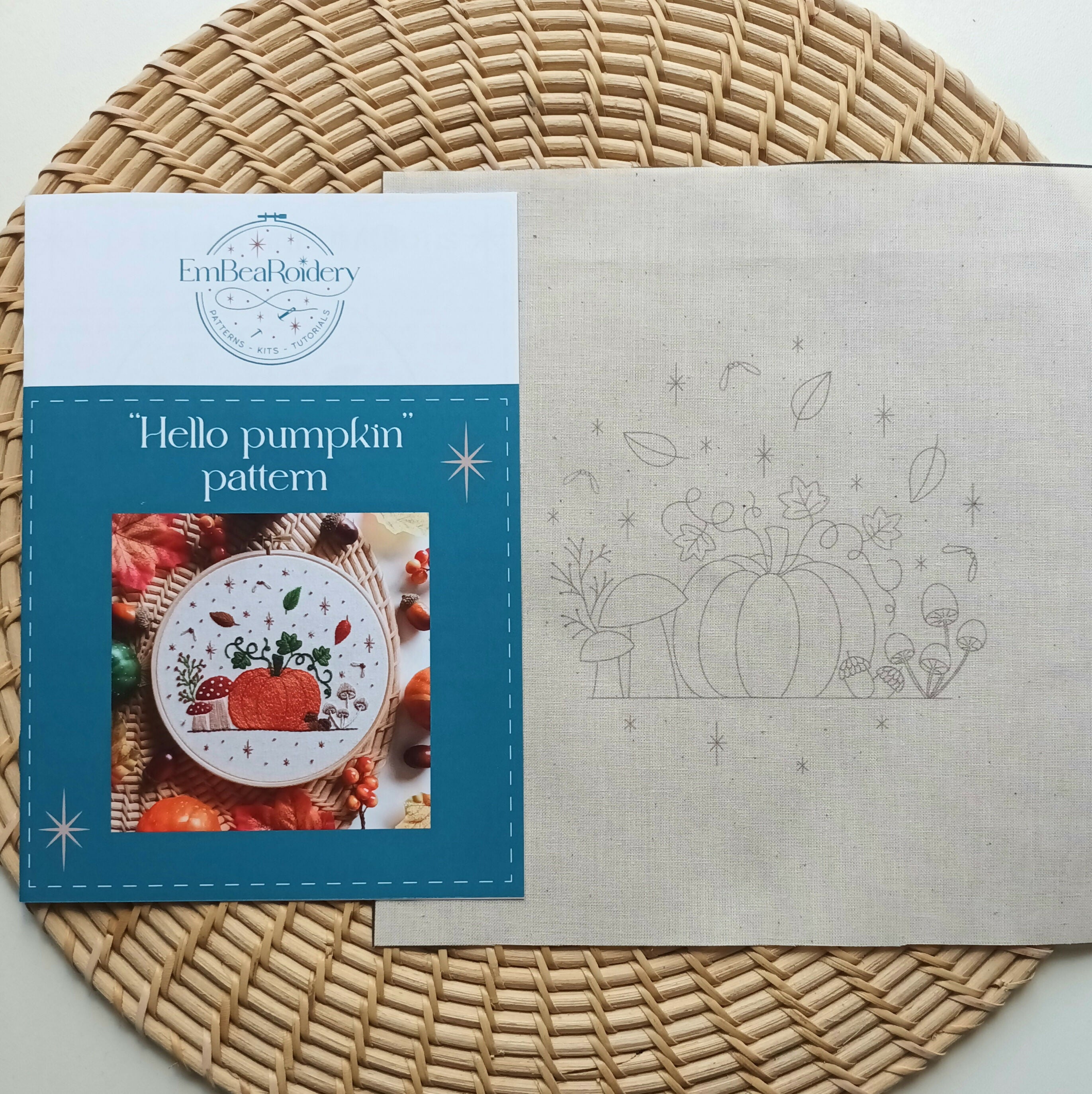 Preprinted Embroidery Pattern For Beginners - Hello Pumpkin