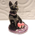 Ceramic Witches cat with mushrooms sculpture