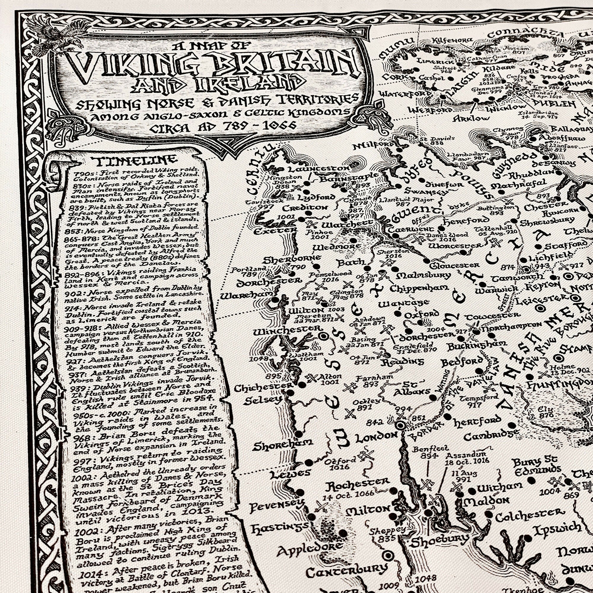 Viking Britain Map Tea Towel