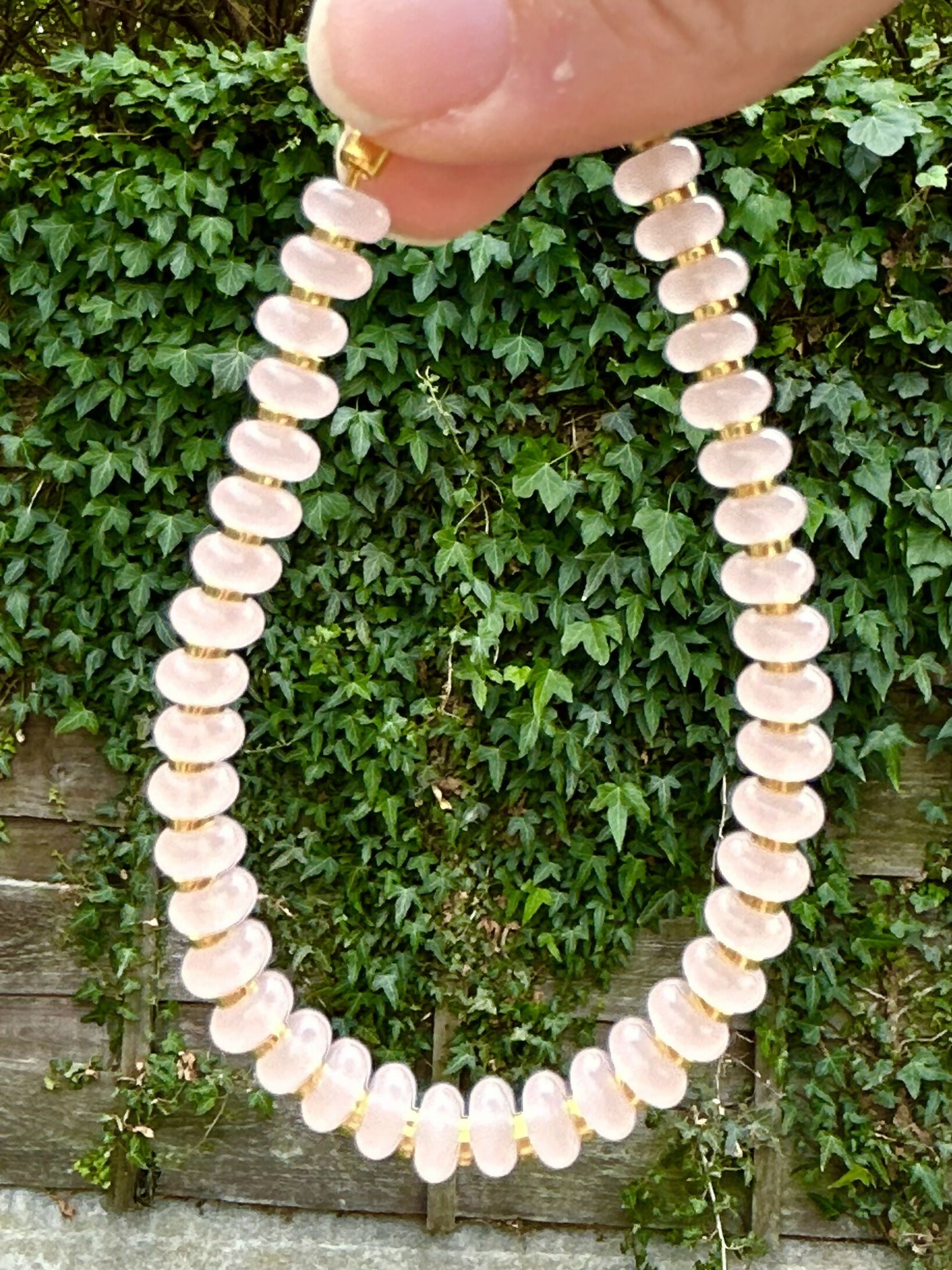 Glass rondel and hematite pastel bracelet with clasp