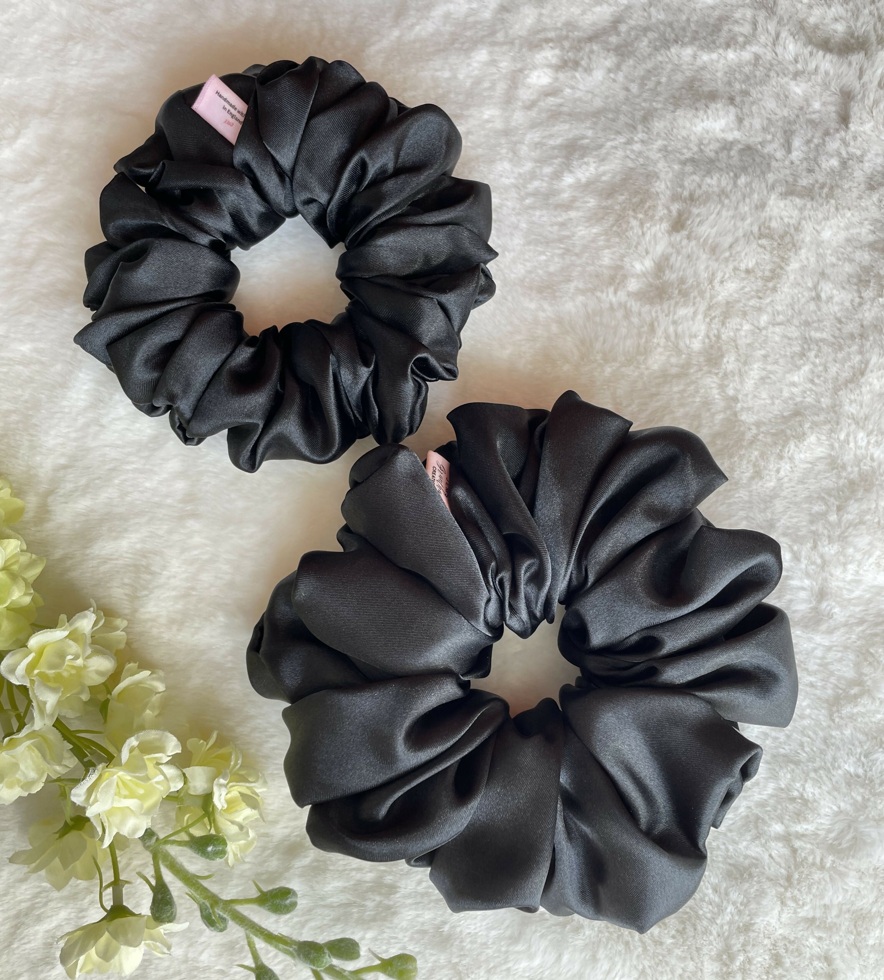 Black Silk Scrunchies