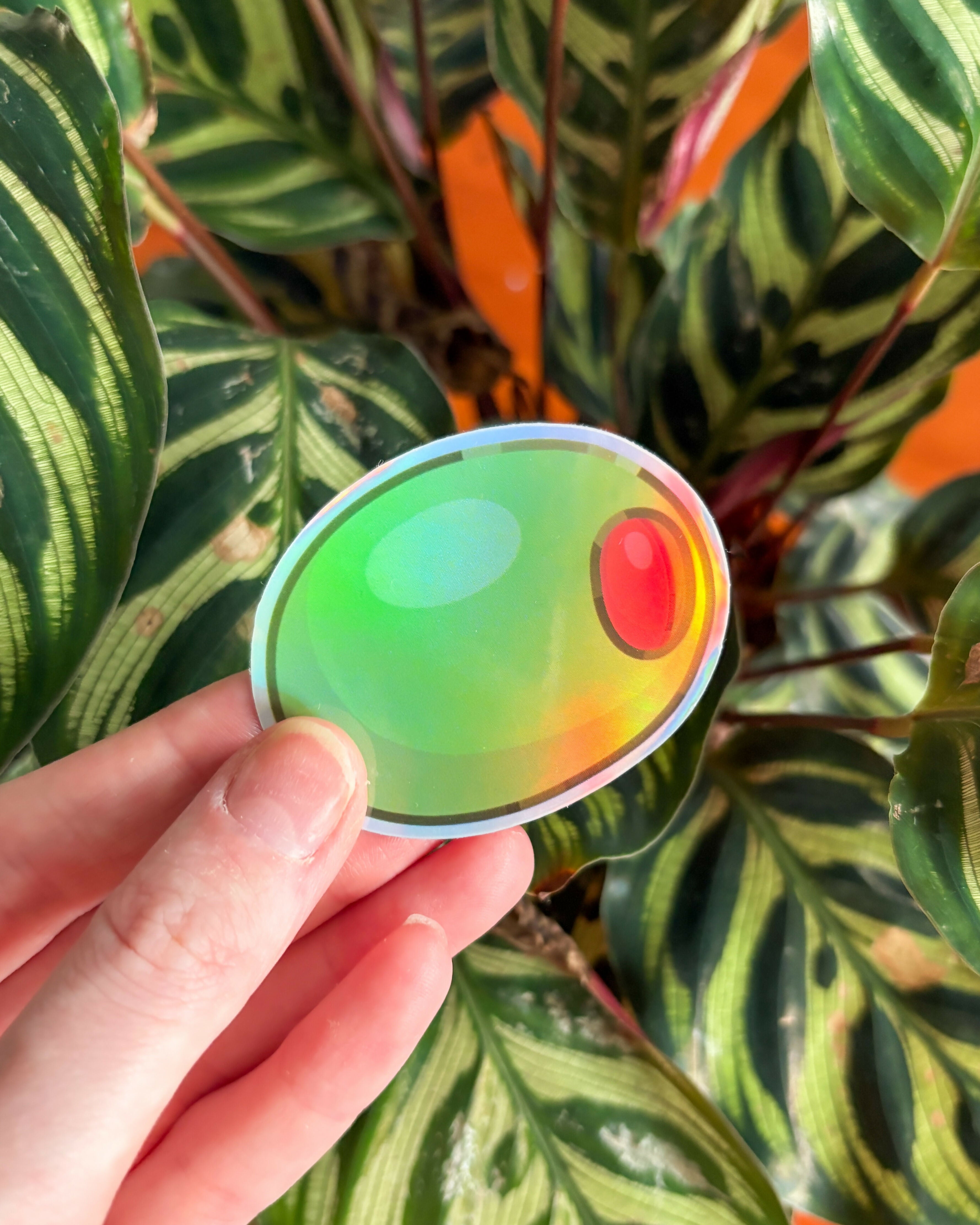 Olive Holographic Vinyl Sticker