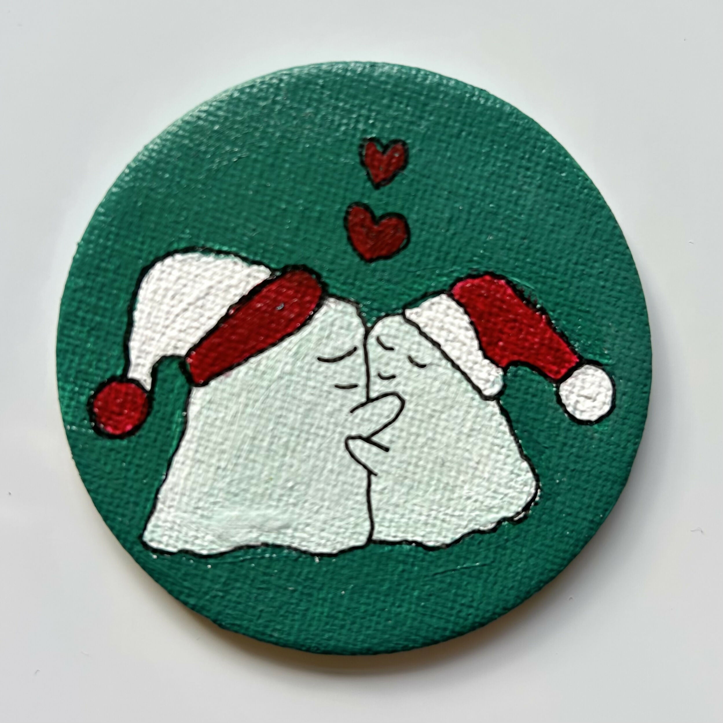 Hugging Christmas Ghosts Magnets Original Artwork