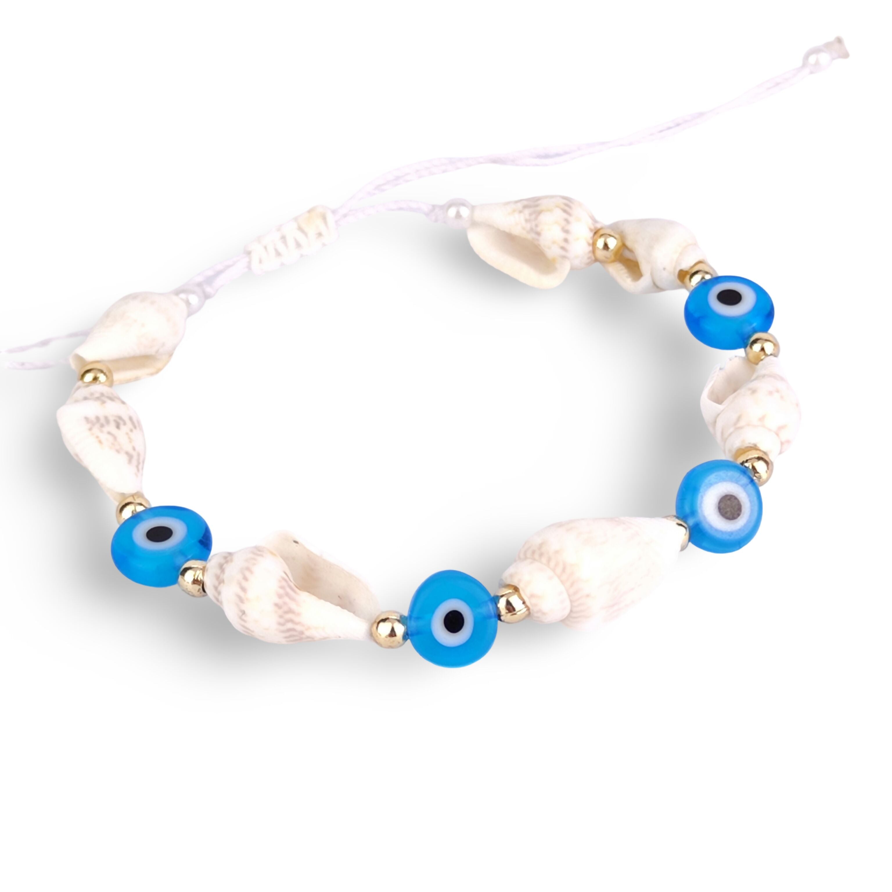 Evil Eye Seashell Bracelet - Mediterranean protection