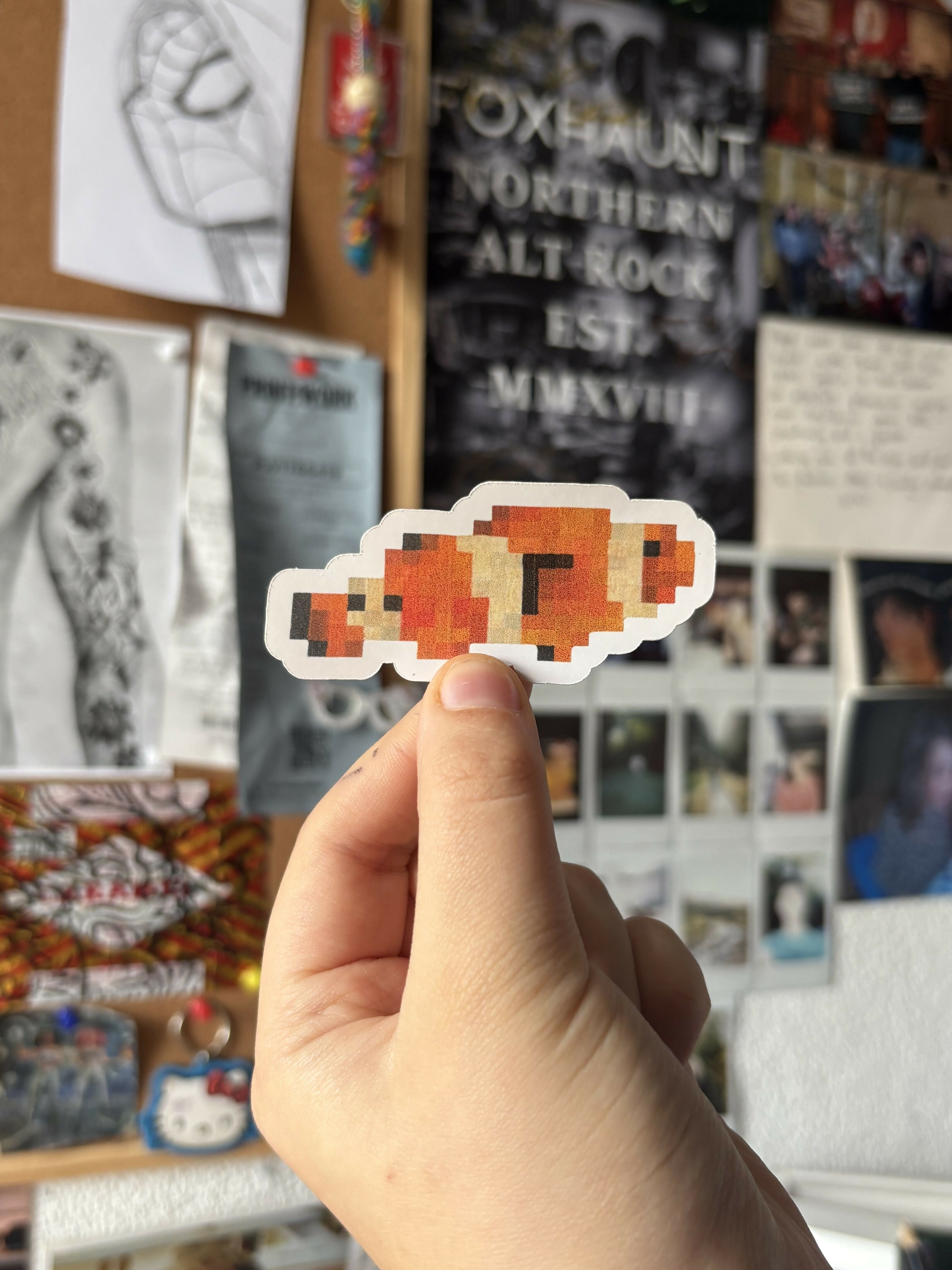 Pixel Clown Fish Die-Cut Sticker