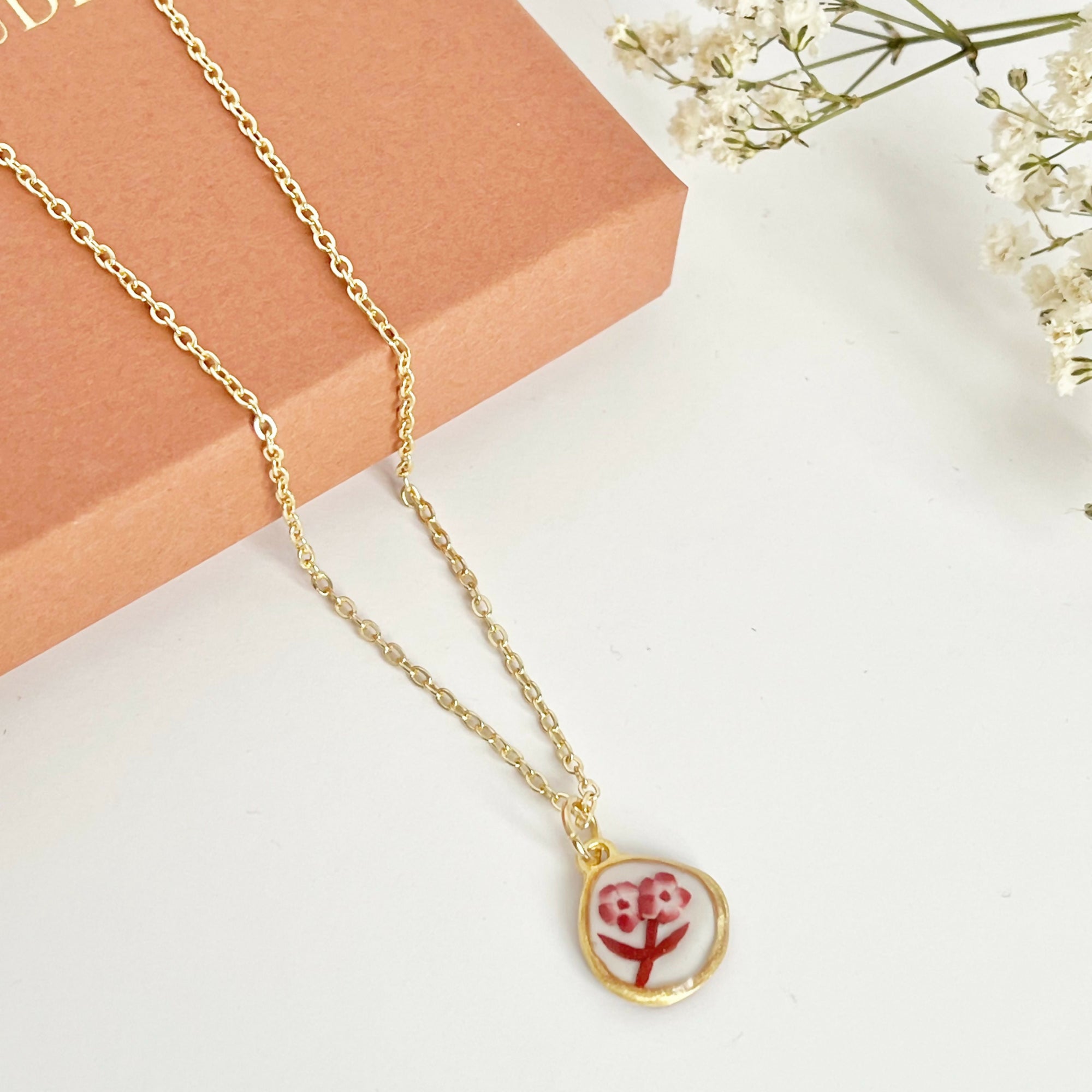 Red China Necklace No. 1 - Handmade Polymer Clay Necklace