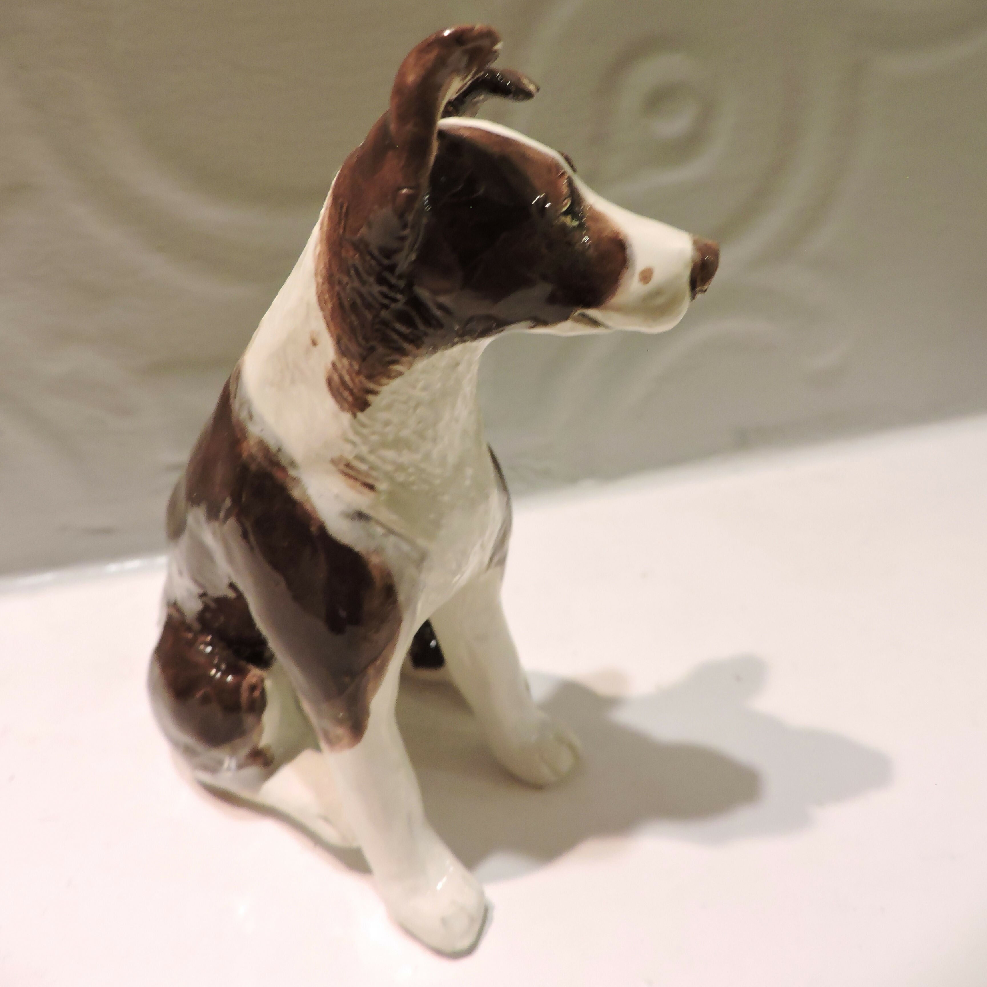 Ceramic red Shorthaired border collie dog sculpture
