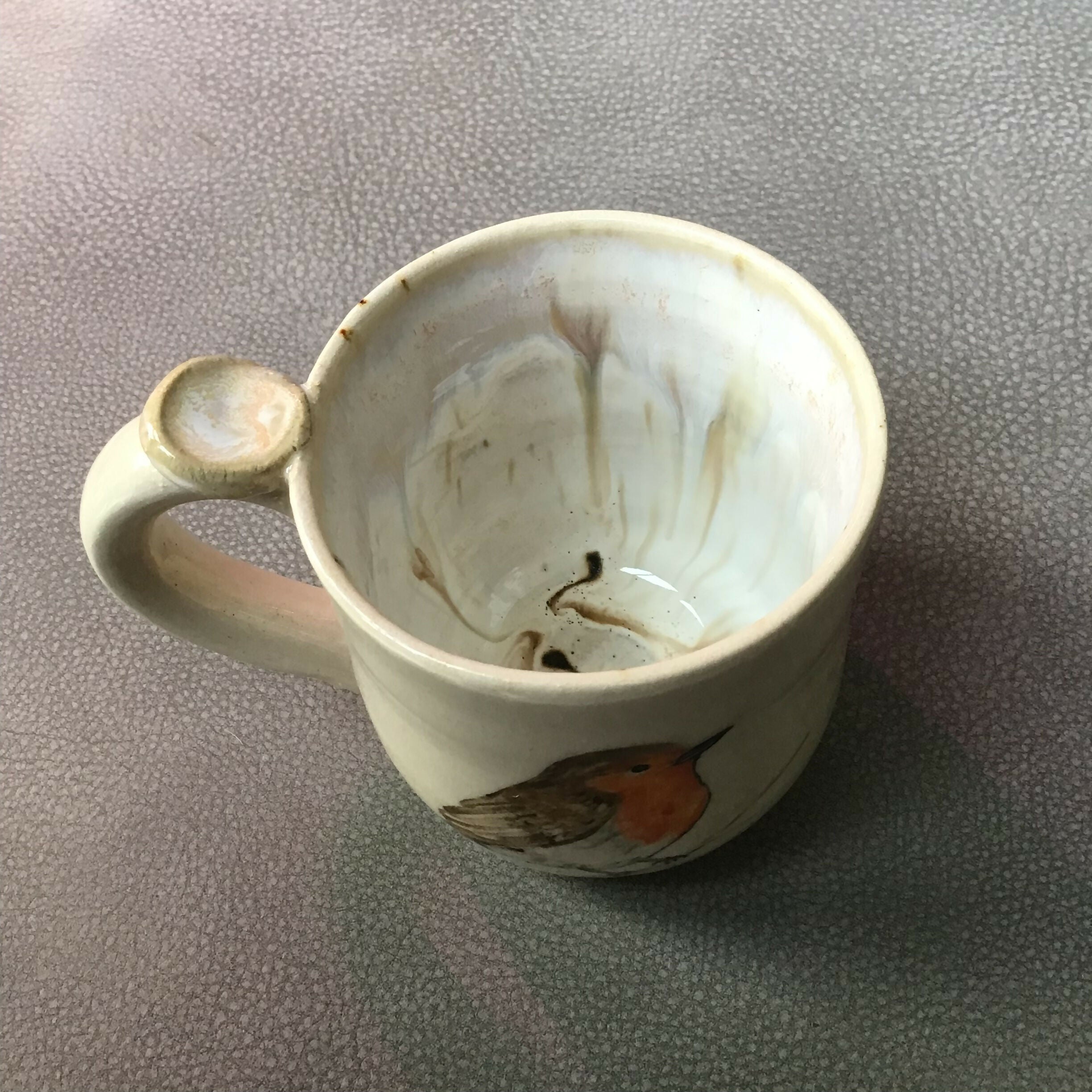 Handpainted stoneware Animal Mug - Brown/Cream