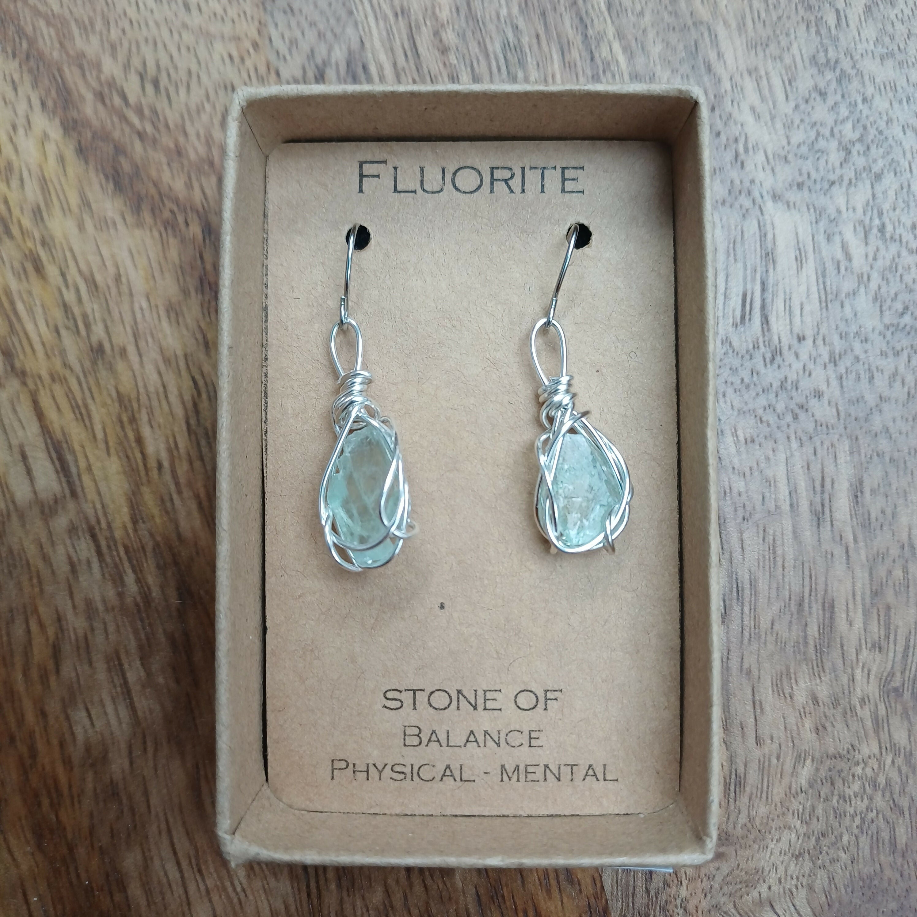 Fluorite Wire Wrapped Earrings