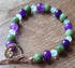 Gemstone Bracelet with Pure Copper Toggle Catch, Amethyst, Green Jade and Faceted Rose Quartz.