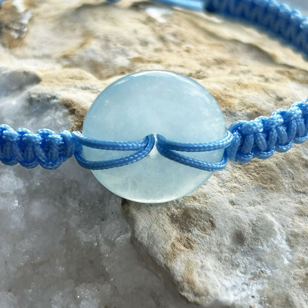Handmade Adjustable Macrame Bracelet With Aquamarine