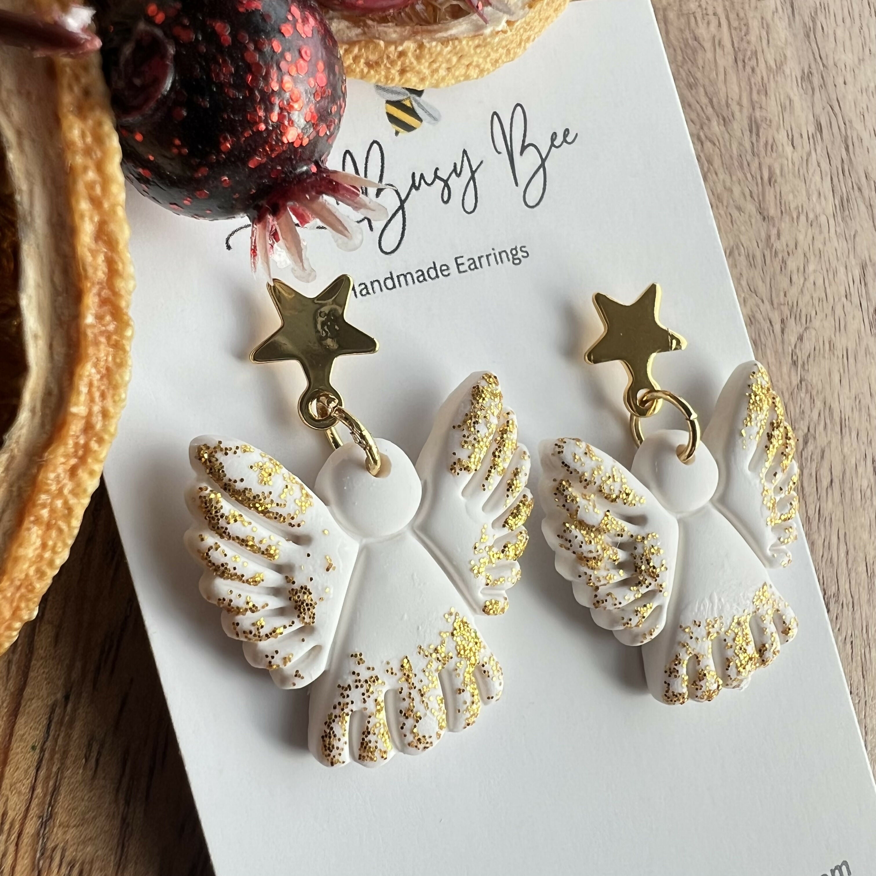 Polymer Clay Christmas Earrings / Handmade Festive Dangles / Xmas Jewellery