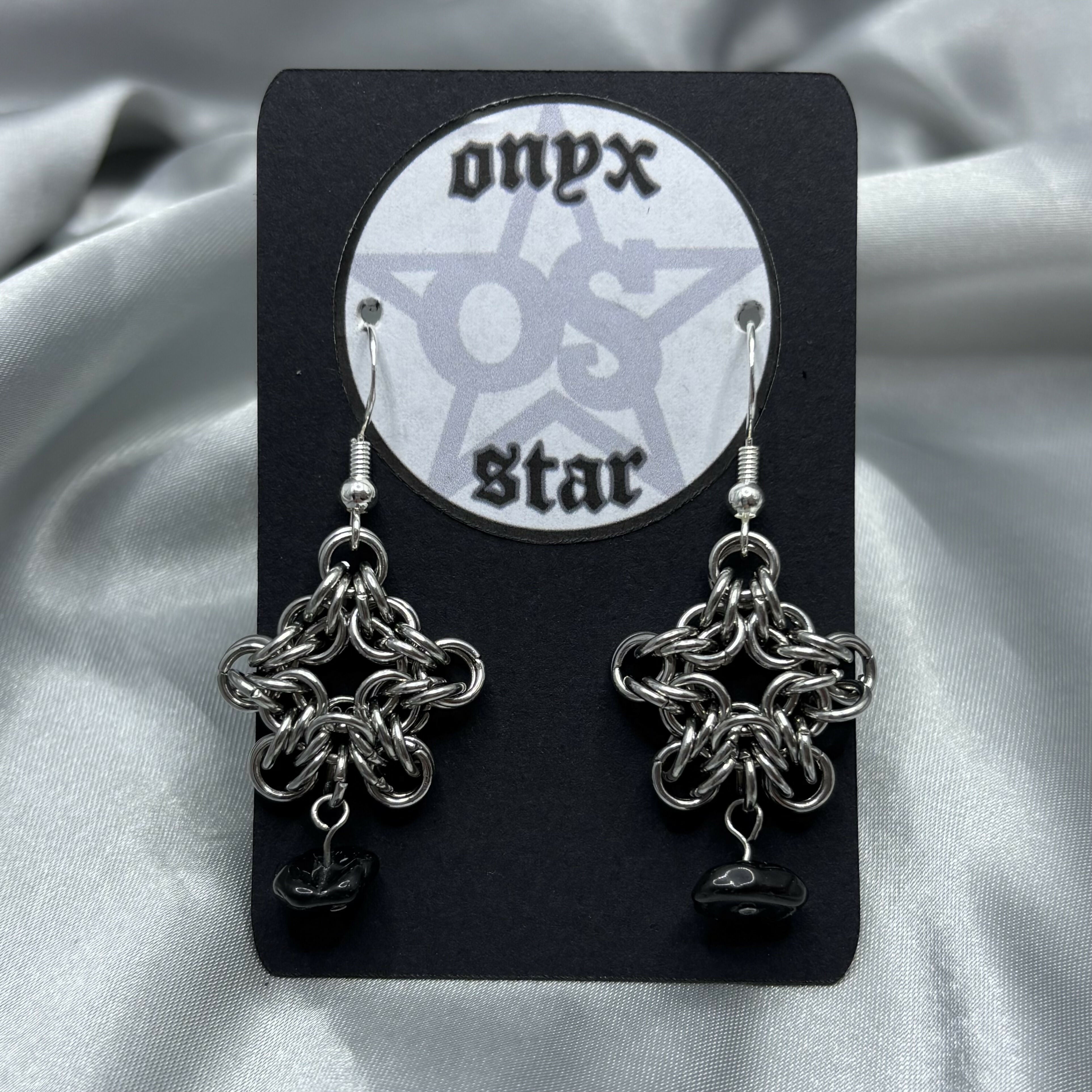 Chainmail Star with Onyx Dangle