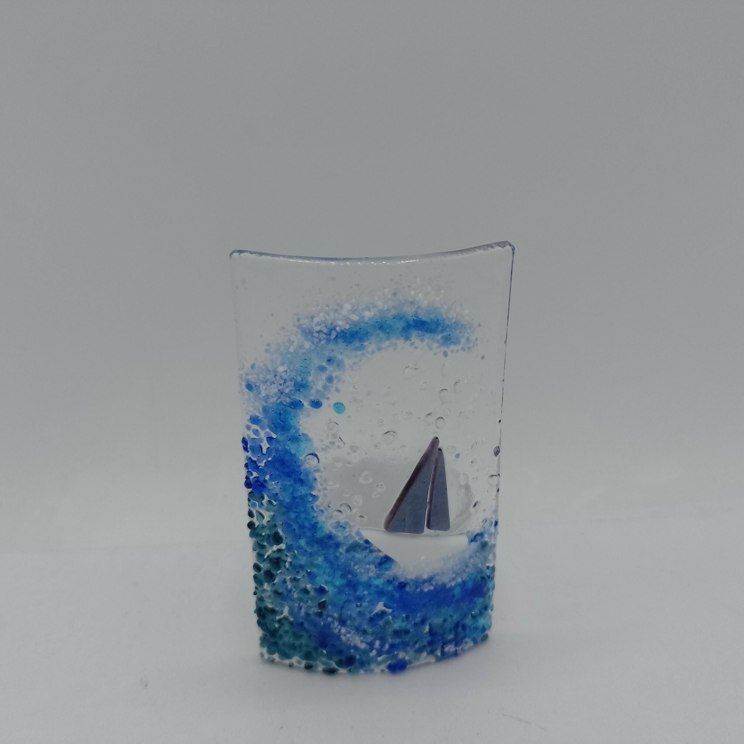Fused Glass Boat and Wave Tealight