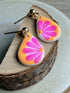 Orange and Pink Flowers Clay Earrings