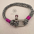 Black & White Paracord Cuff Bracelet with Pink Detail